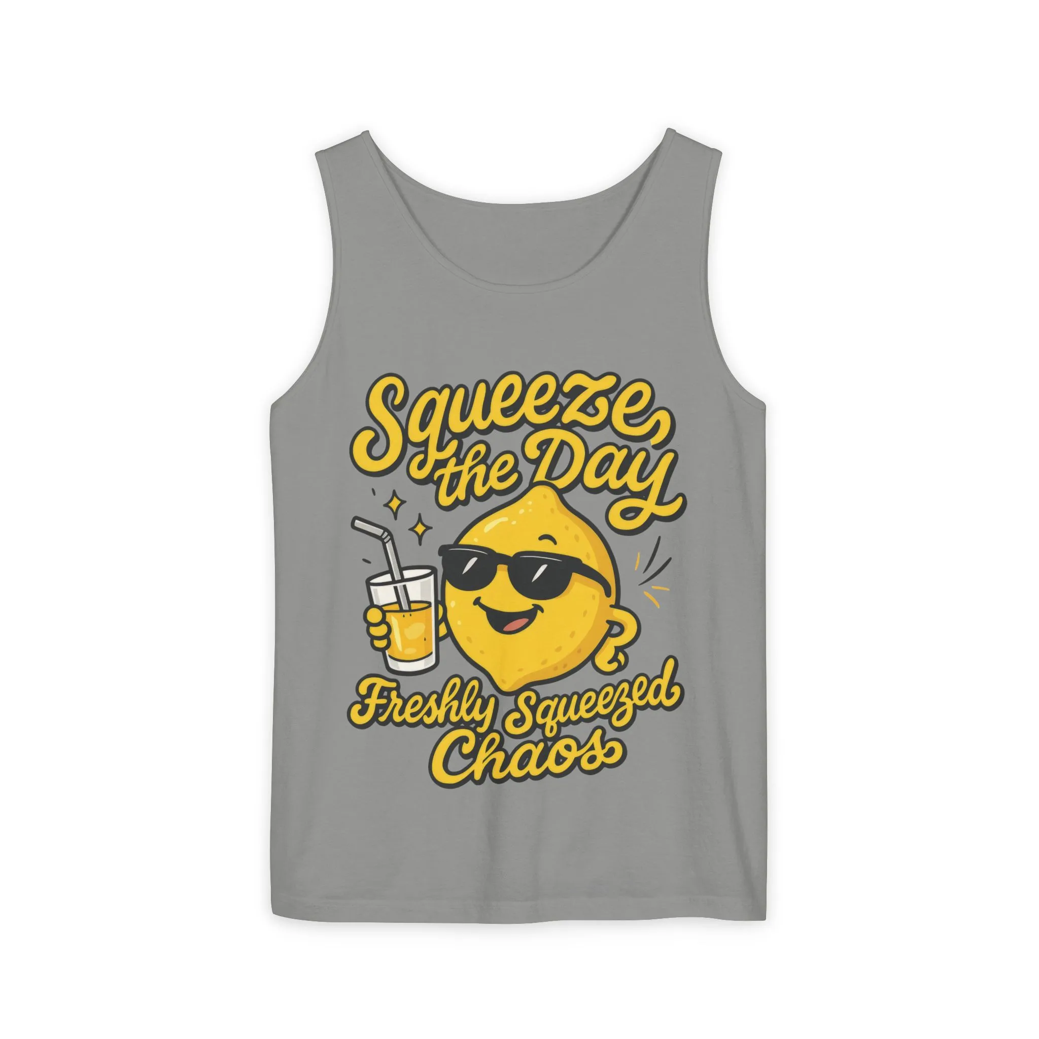 Squeeze The Day Womens Tank Top - Funny Lemon Pun Shirt - Freshly Squeezed Chaos Summer Citrus Top, Casual Beachwear, Fun Summer Apparel - Image 3