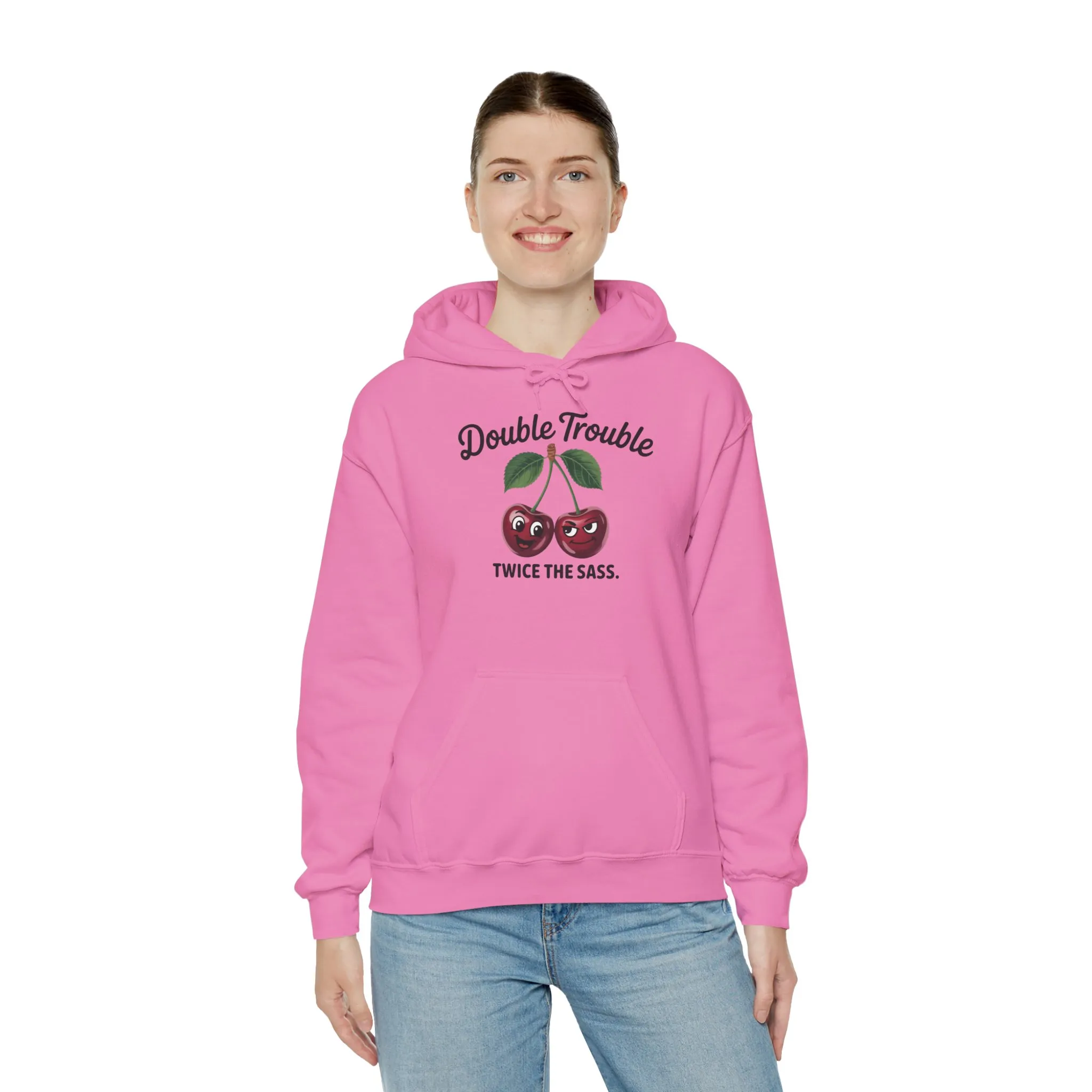 Double Trouble Cherry Hoodie, Cute Funny Womens Hooded Sweatshirt, Twice The Sass Fruit Graphic Pullover, Sassy Cherry Hooded Top - Image 36