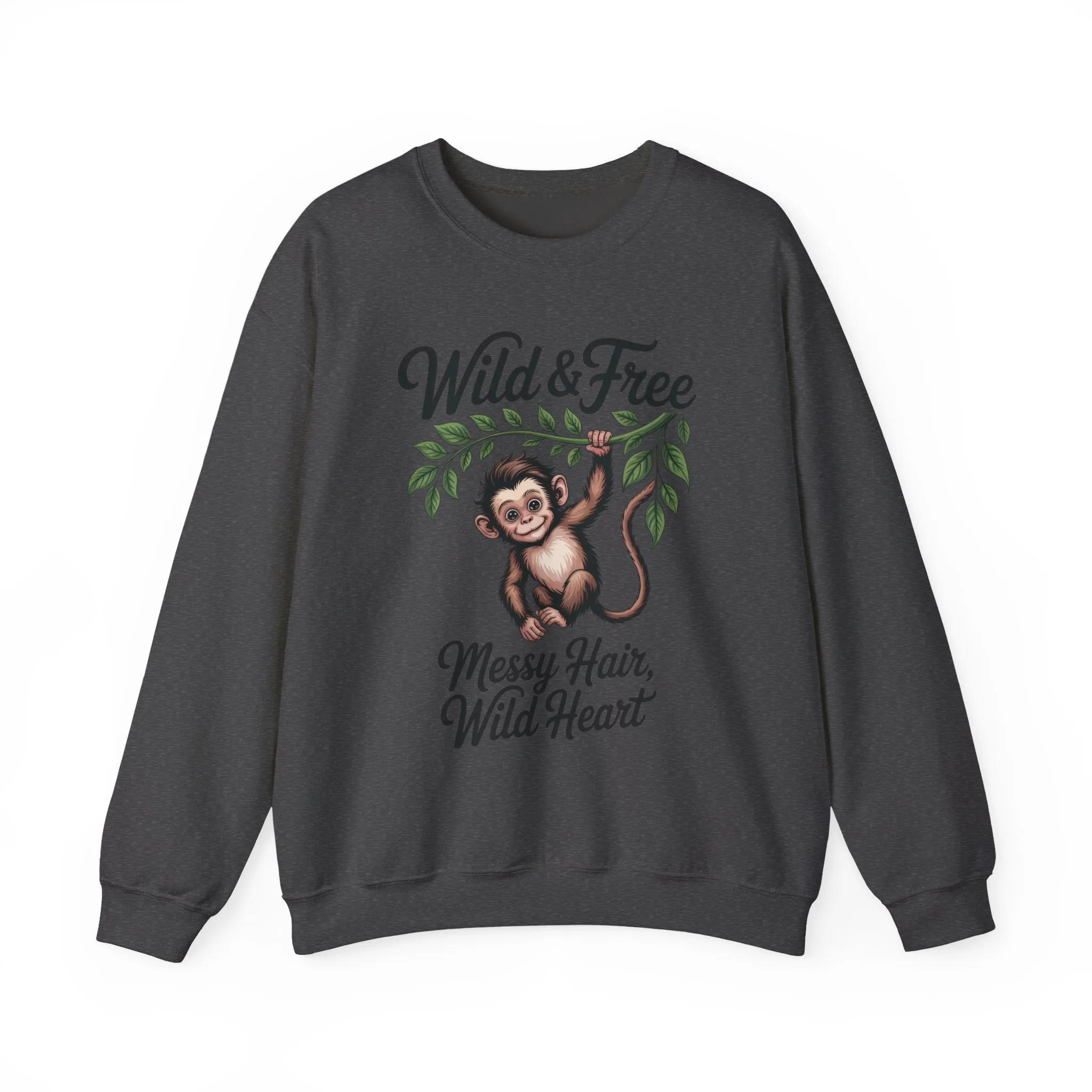Wild & Free Monkey Sweatshirt, Messy Hair Wild Heart Womens Pullover, Cute Jungle Animal Sweater, Boho Adventure Graphic, Nature Lover Gift - Image 10