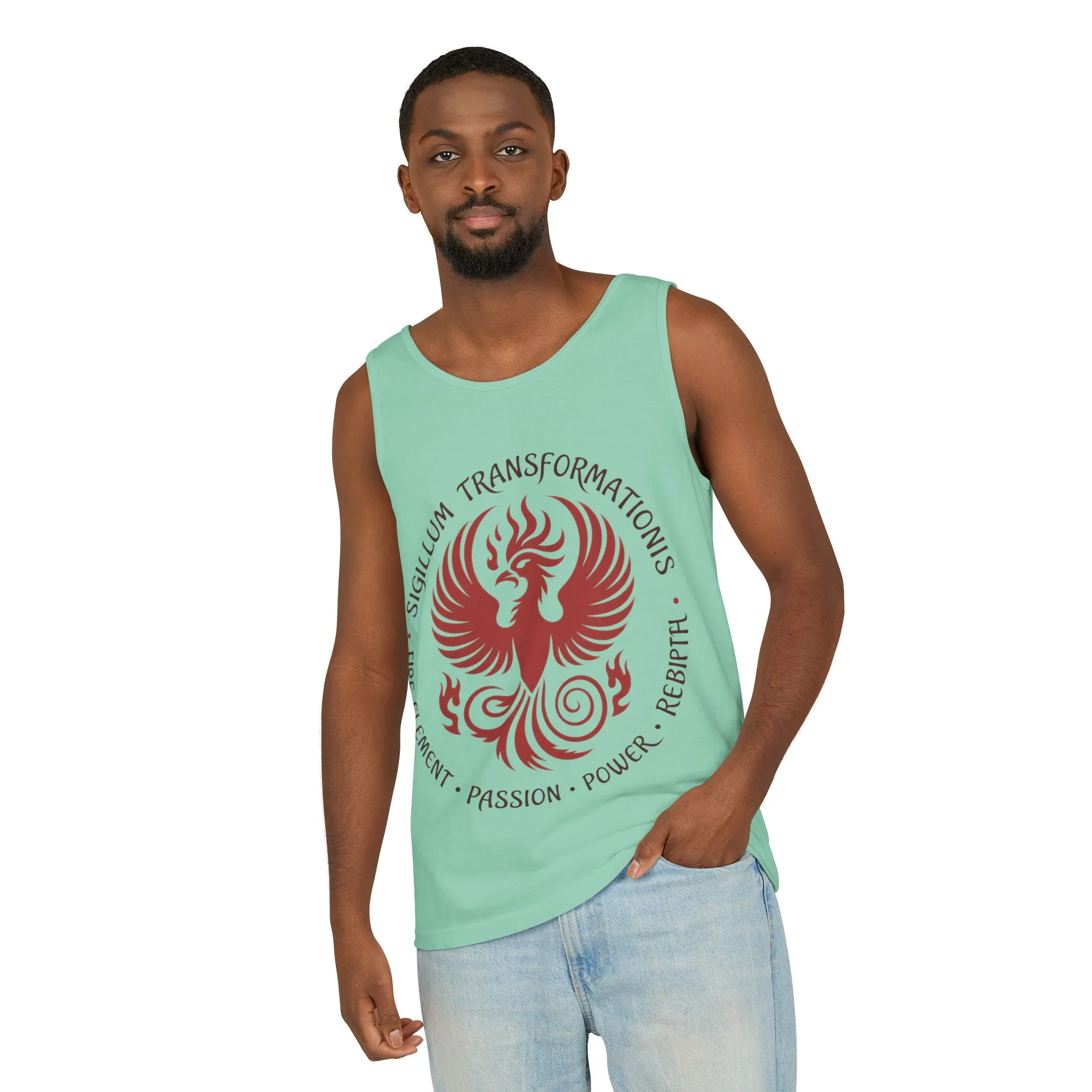 Phoenix Fire Element Tank Top, Sigillum Transformationis Seal, Passion Power Rebirth Totem, Phoenix Symbol Unisex Tank, Spiritual Tee - Image 15