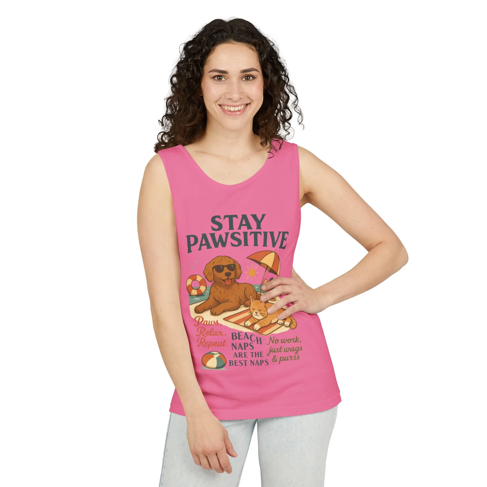 Stay Pawsitive Womens Tank, Cute Dog & Cat Beach Tee, Summer Pet Lover Tee, Animal Graphic Heavy Cotton Tee, Fun Pet Lovers Gift, Summer Top - Image 30