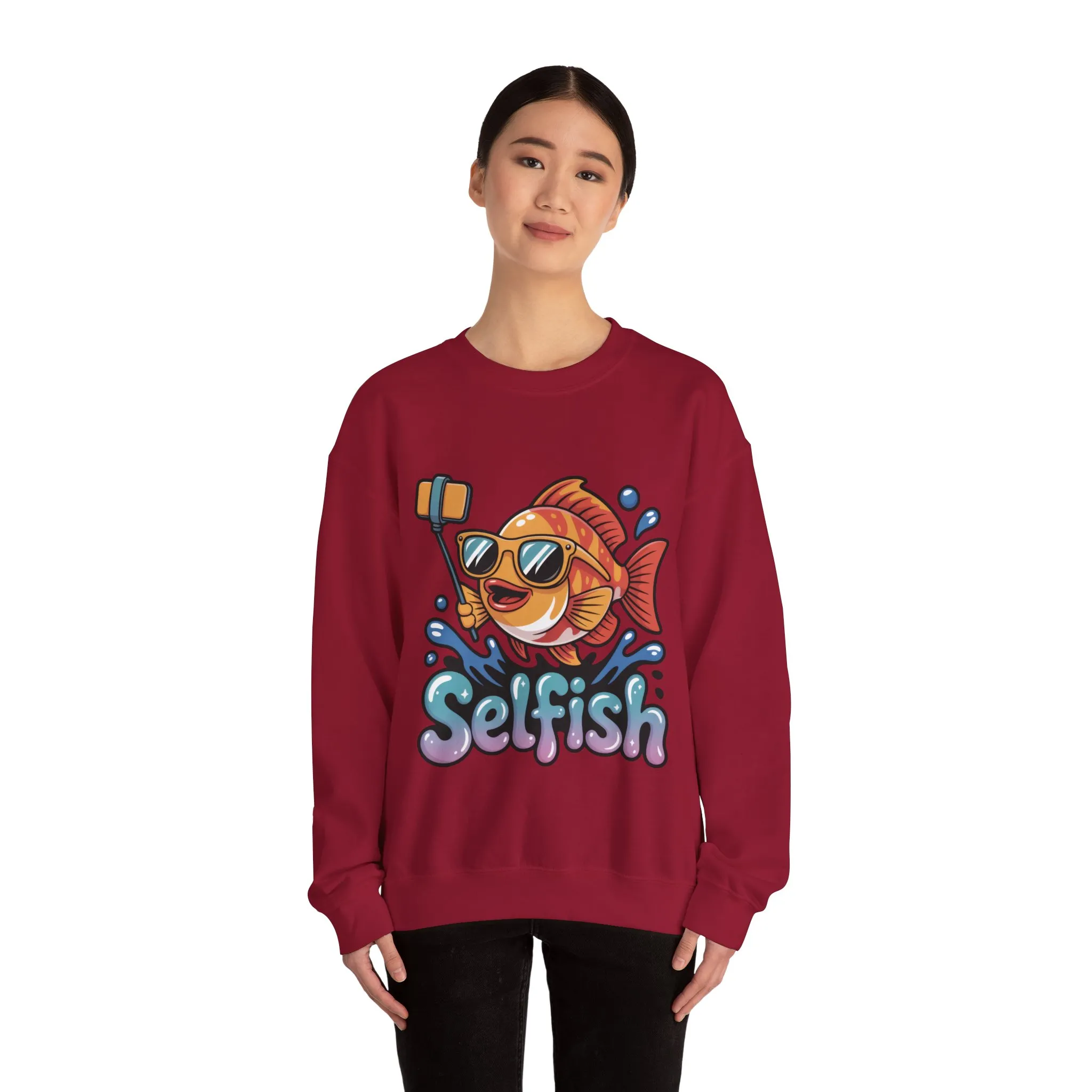 Selfish Womens Sweatshirt, Funny Selfie Pullover, Cute Ocean Pun Sweater, Playful Sea Life Gift, Fun Gift for Fish Lovers, Fishing Apparel - Image 35