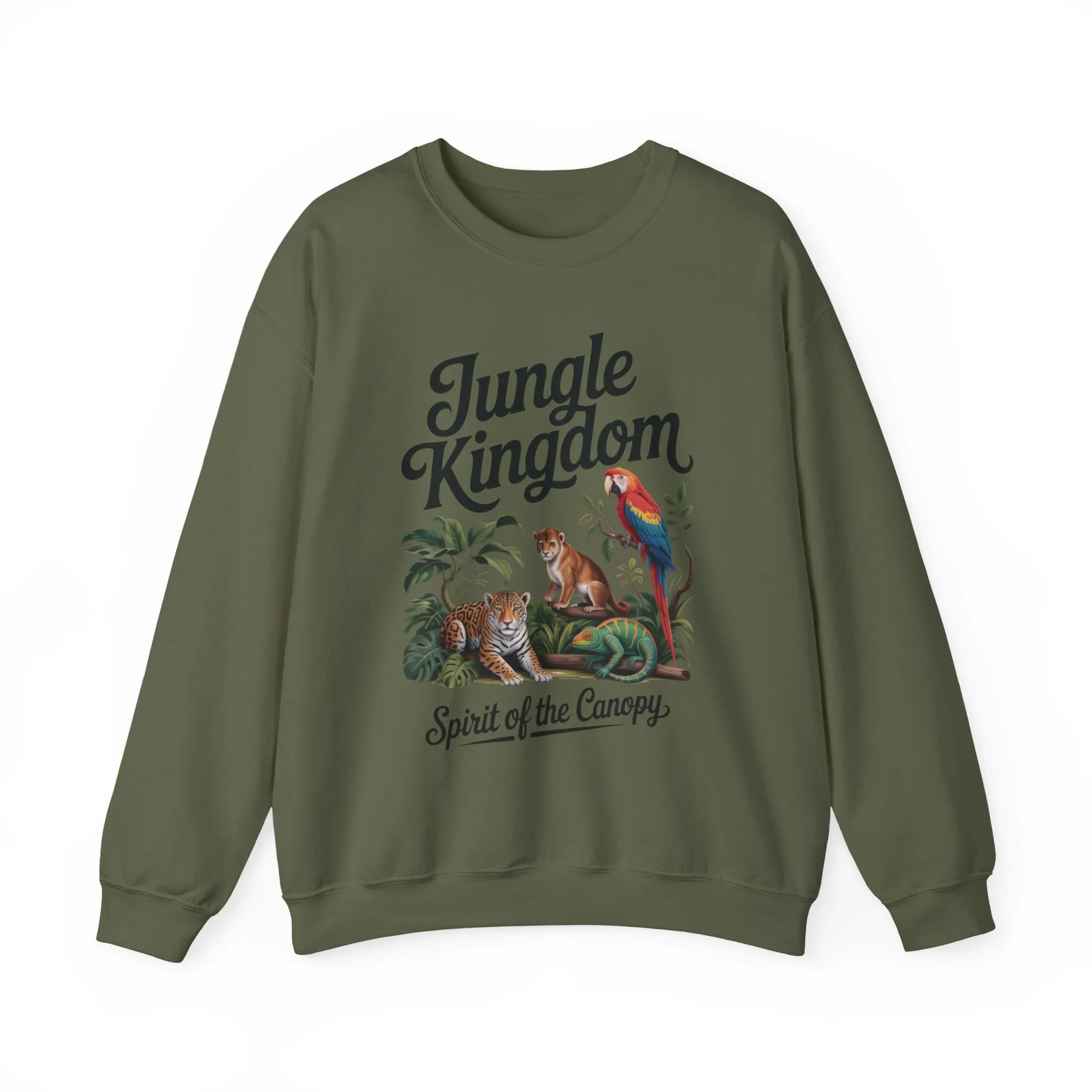 Jungle Kingdom Mens Sweatshirt, Cozy Jungle Crewneck, Nature Lover Gift, Wildlife Artwork, Eco-Conscious Apparel, Animal Enthusiast Clothing - Image 10