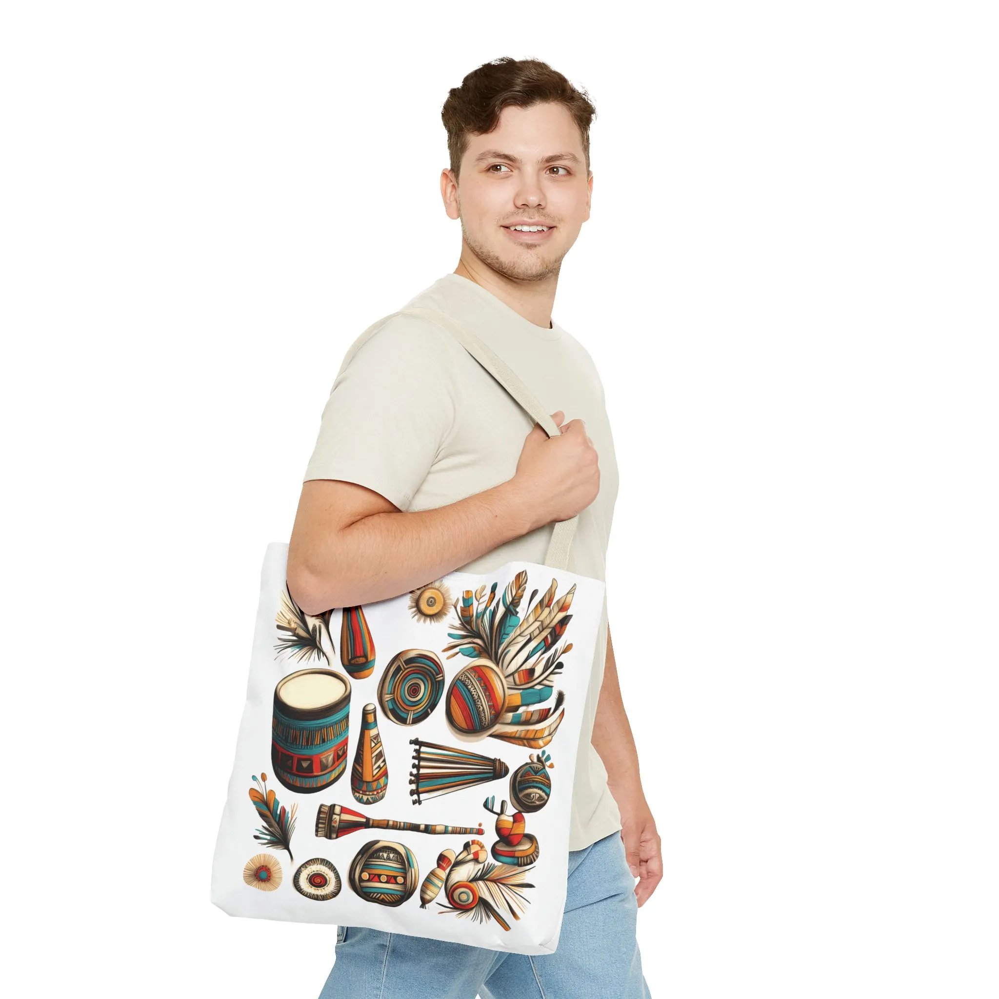 Boho Tribal Music Tote Bag, Ethnic Percussion Instrument Art, Festival Vibes, Shopping Bag, Bohemian Tote, Weekender Bag, Beach Bag, Large Canvas Bag - Image 31