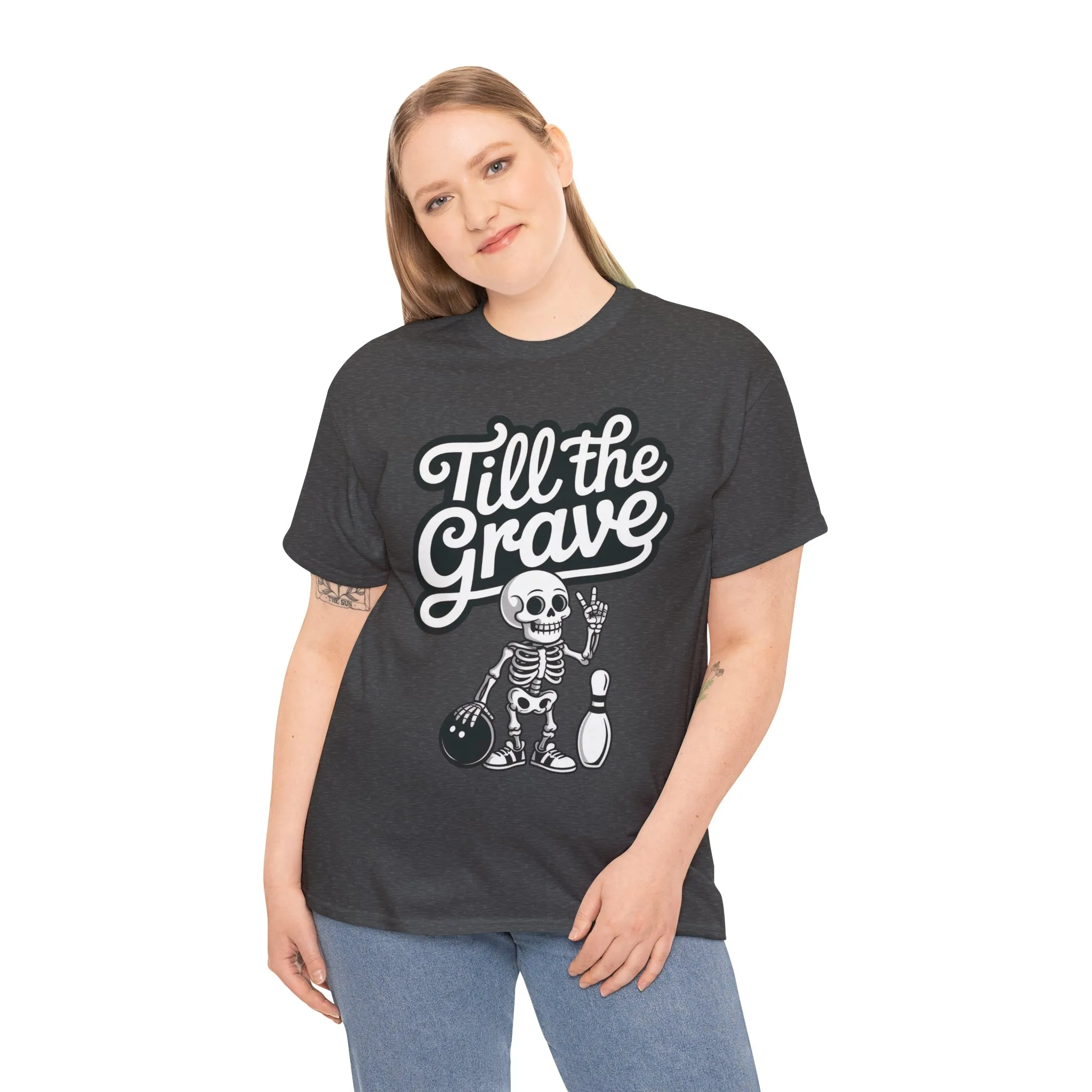 Funny Skeleton Bowling Womens Tee, Till the Grave, Funny Shirt, Halloween Gift, Skull Graphic, Casual Wear, Sporty Style - Image 12