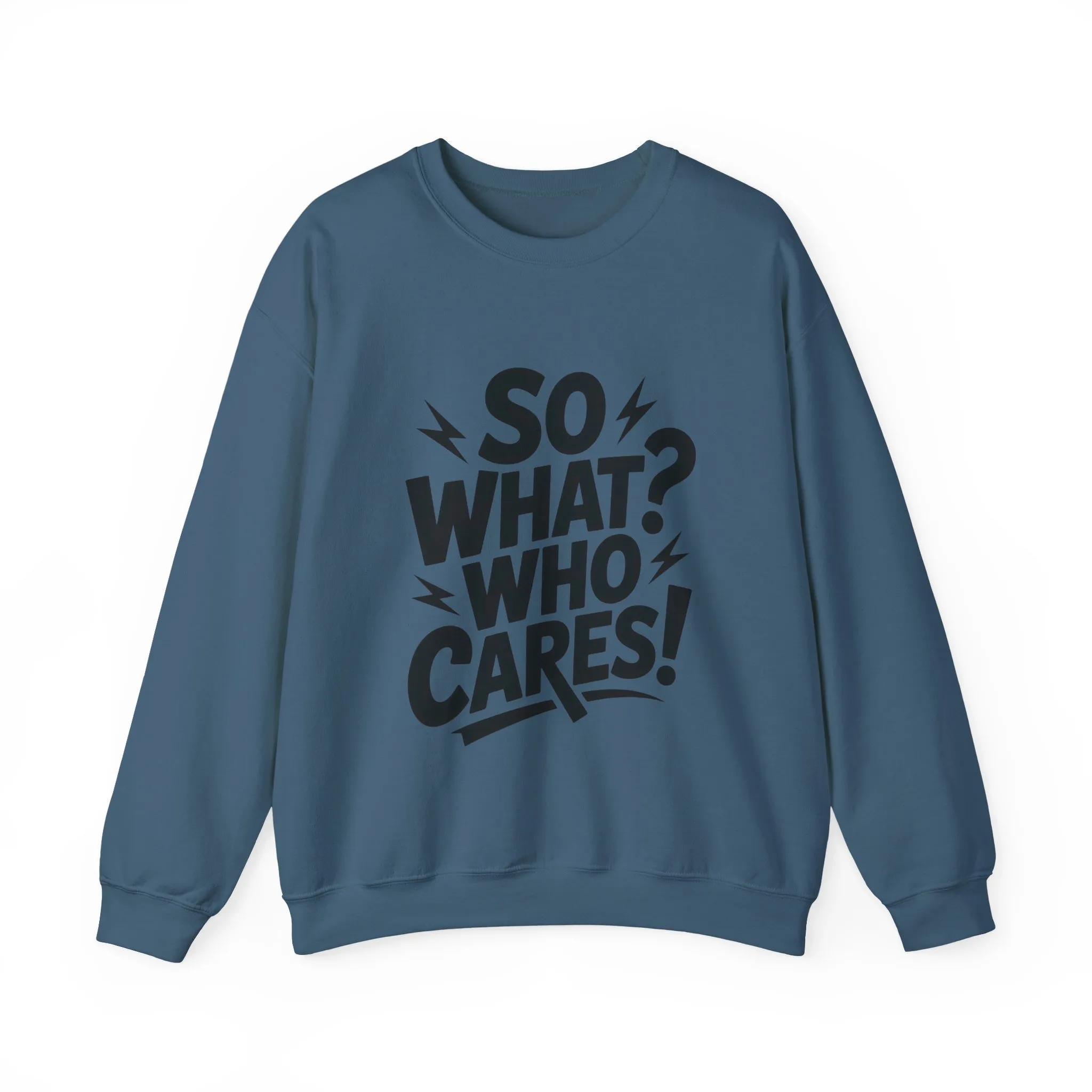 So What? Who Cares! Funny Mens Crewneck Sweatshirt, Bold Statement Design, Lightning Graphic Pullover, Rebellious Urban Humor - Image 16