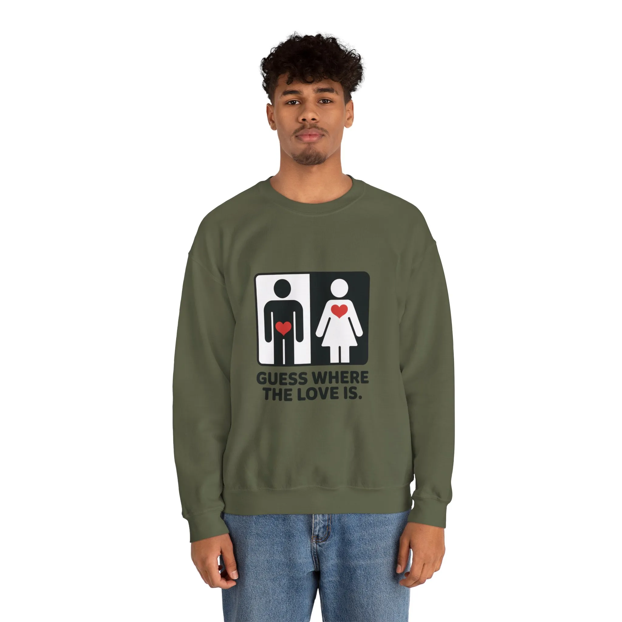 Guess Where the Love Is Mens Crewneck Sweatshirt, Cute Couples Gift, Love Themed Apparel, Valentine's Day Apparel, Relationship Sweatshirt - Image 8