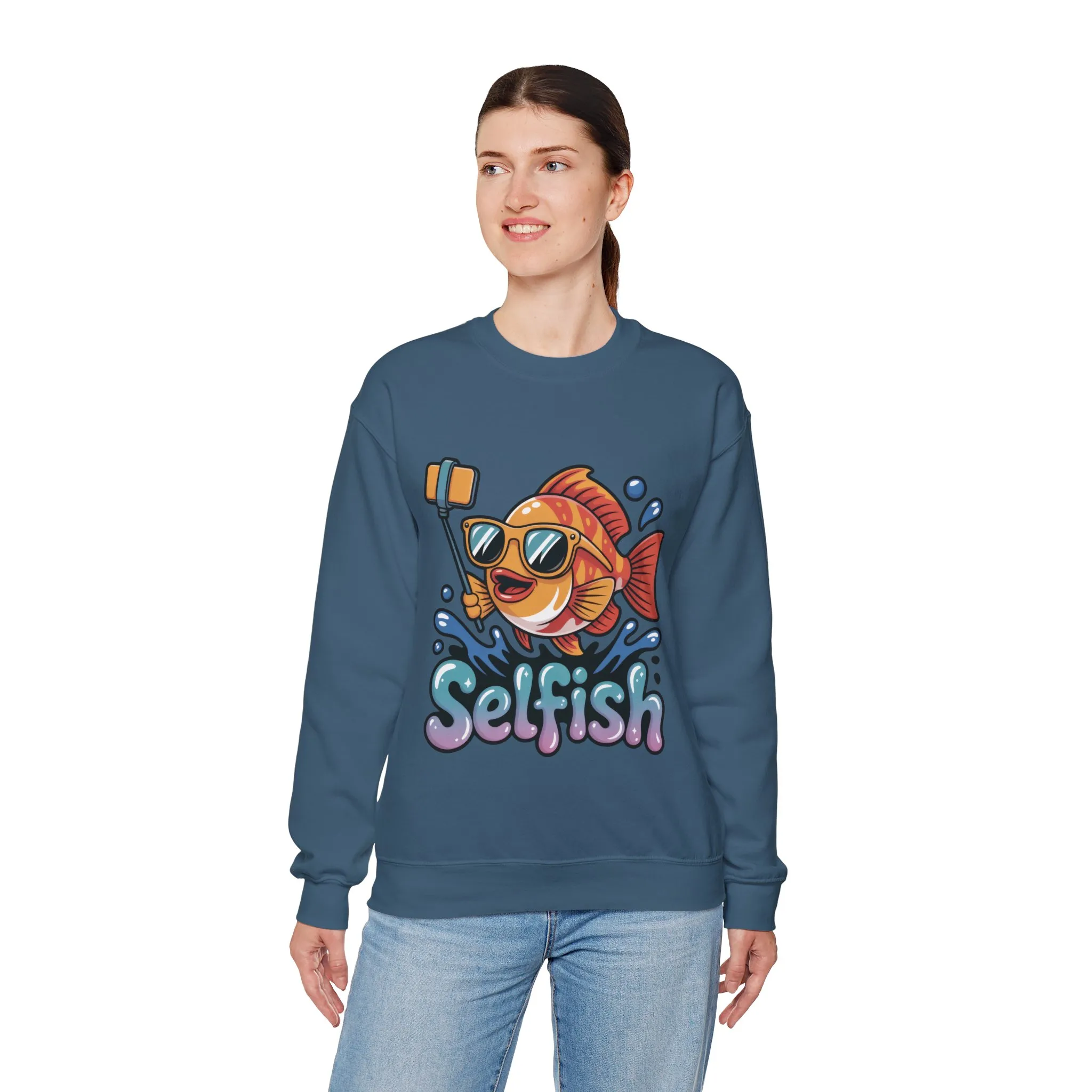 Selfish Womens Sweatshirt, Funny Selfie Pullover, Cute Ocean Pun Sweater, Playful Sea Life Gift, Fun Gift for Fish Lovers, Fishing Apparel - Image 33