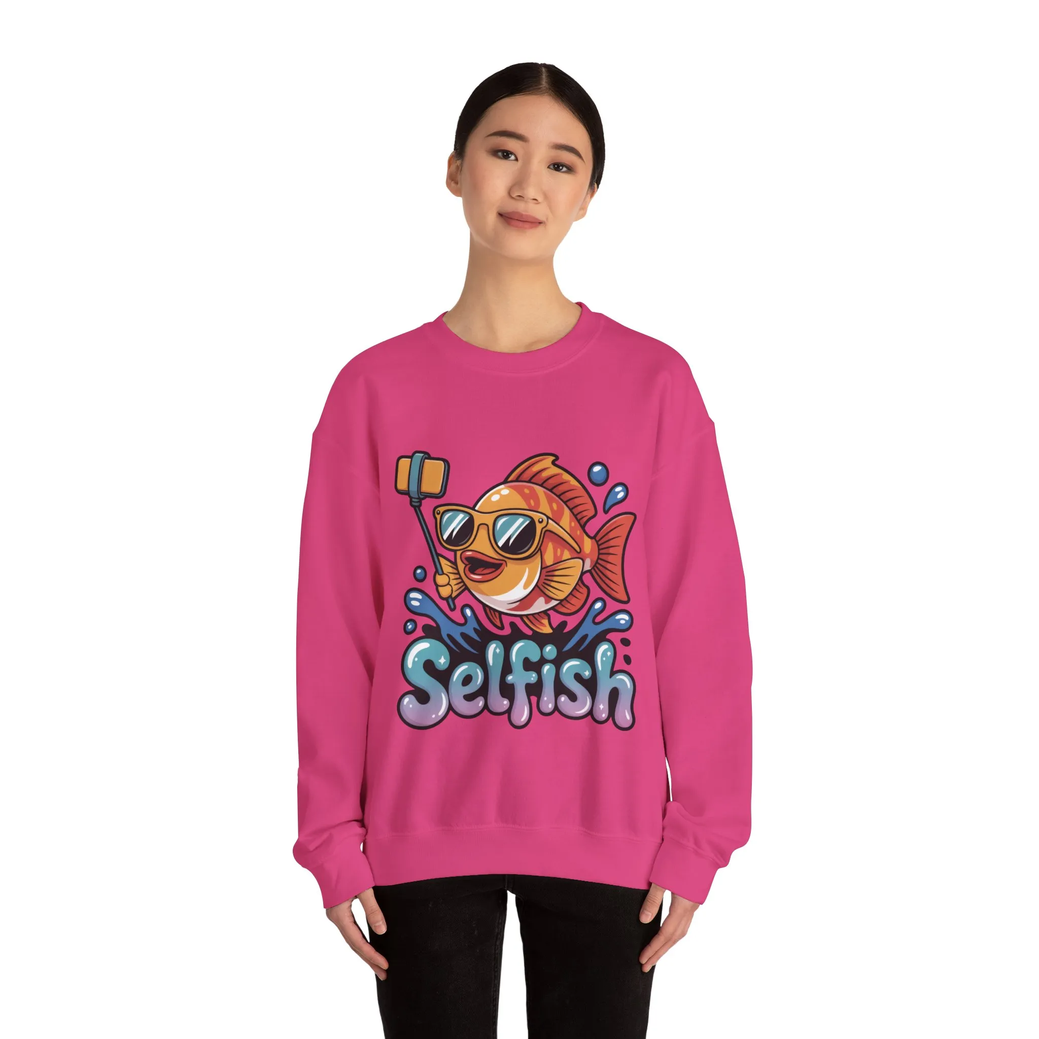 Selfish Womens Sweatshirt, Funny Selfie Pullover, Cute Ocean Pun Sweater, Playful Sea Life Gift, Fun Gift for Fish Lovers, Fishing Apparel - Image 26