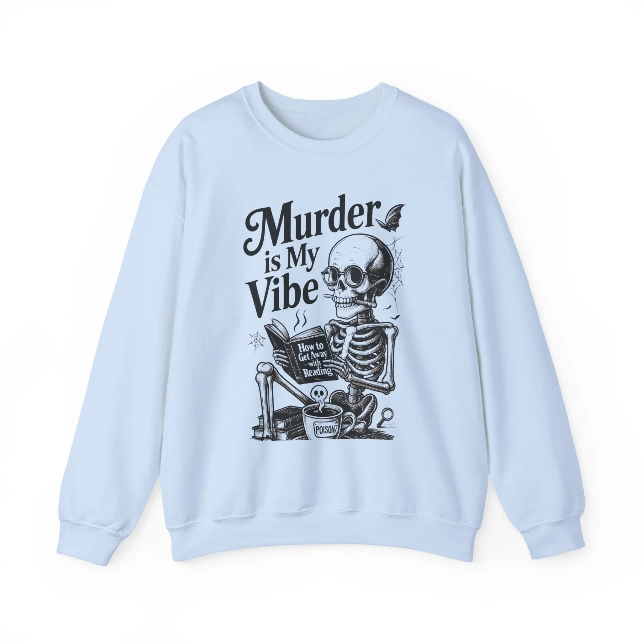 Murder is My Vibe Womens Crewneck Sweatshirt, Cozy Gift for Halloween, Unique Sweatshirt, Skull Graphic, Fall Fashion, Unisex Pullover - Image 16