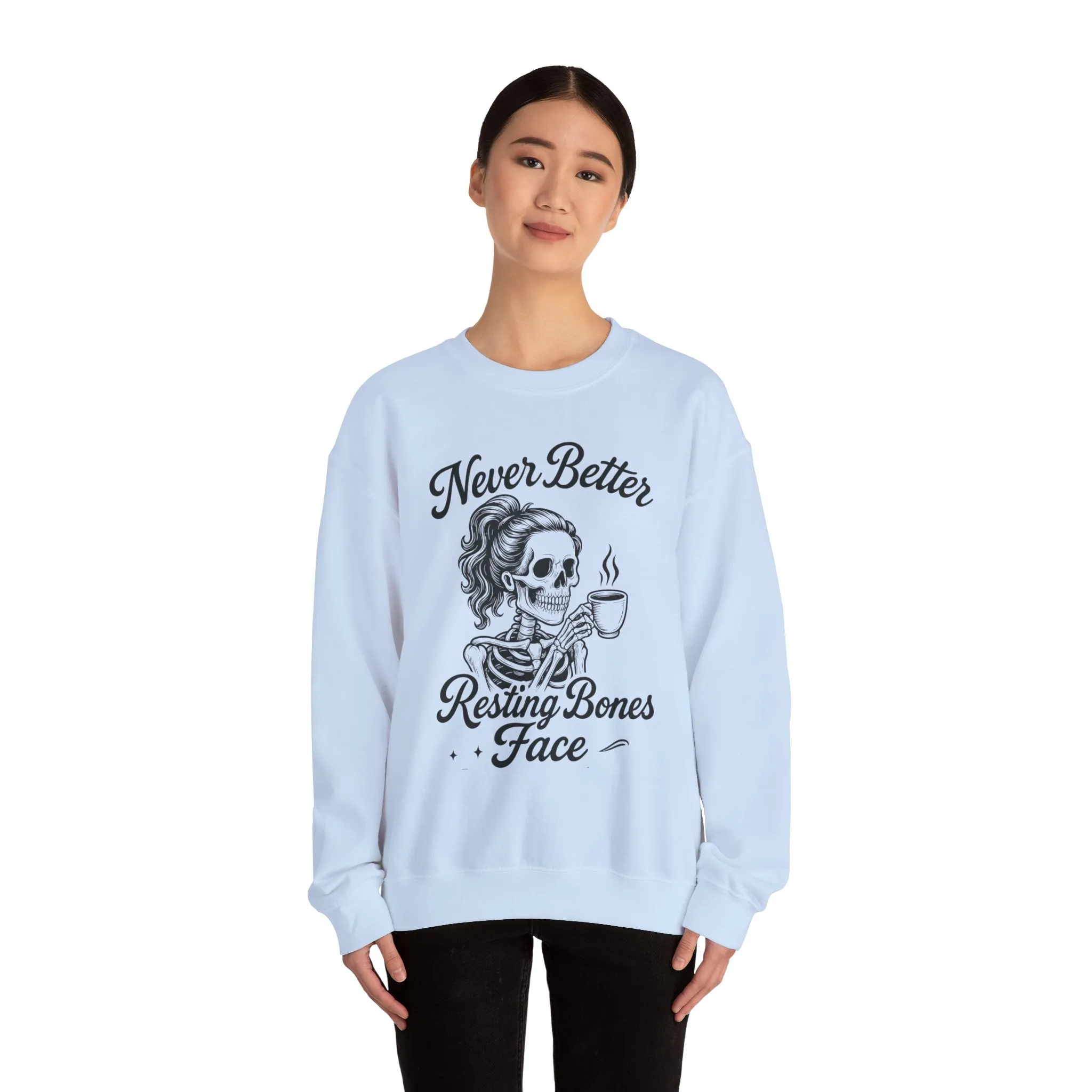 Skull Coffee Lovers Crewneck Sweatshirt, Womens, Perfect for Halloween, Cozy Outfit, Gift for Friends, Relaxing Days, Coffee Enthusiasts - Image 17