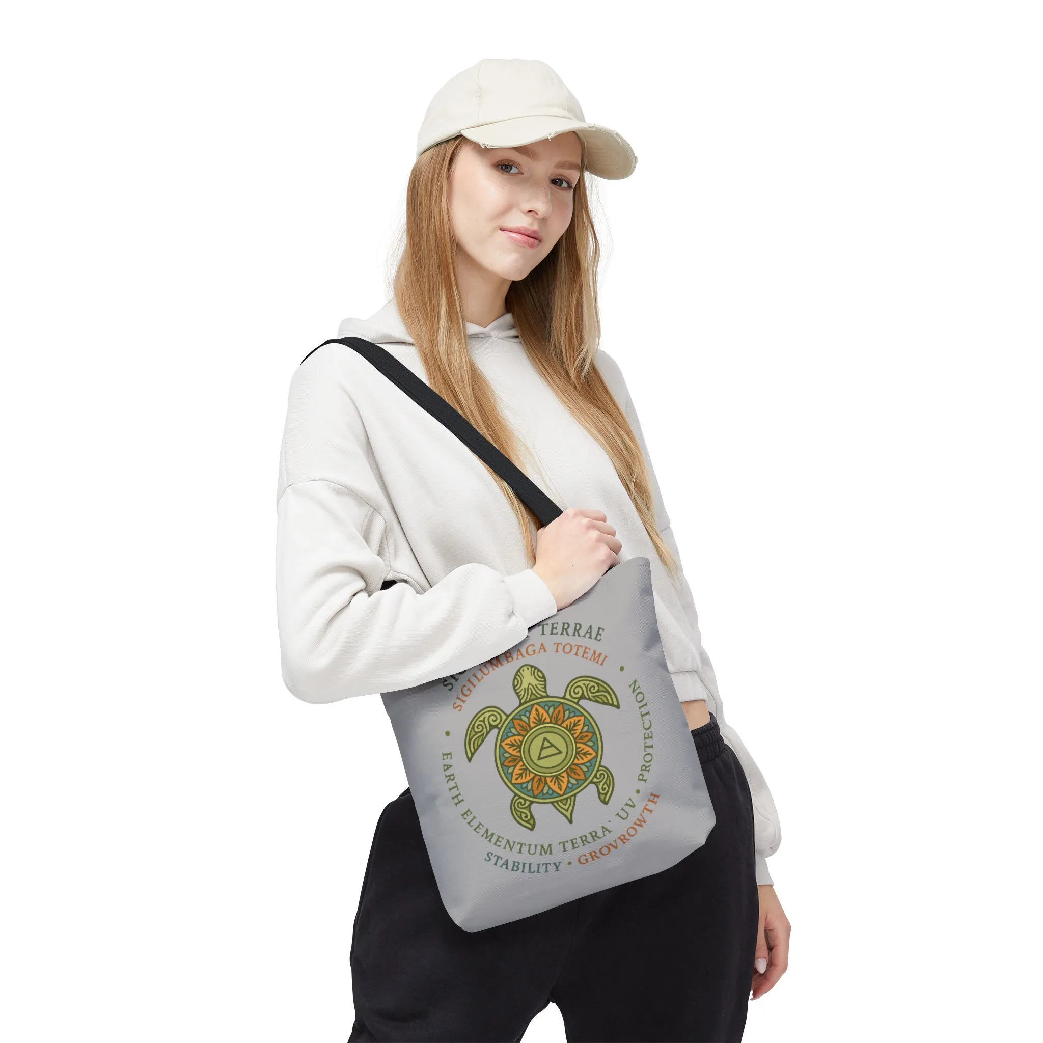 Spiritual Symbol Tote Bag, Eco-Friendly Shopping Bag, Gift for Yogis, Bohemian Style, Sigillum Terrae Design, Beach Bag, Large Canvas Bag - Image 10