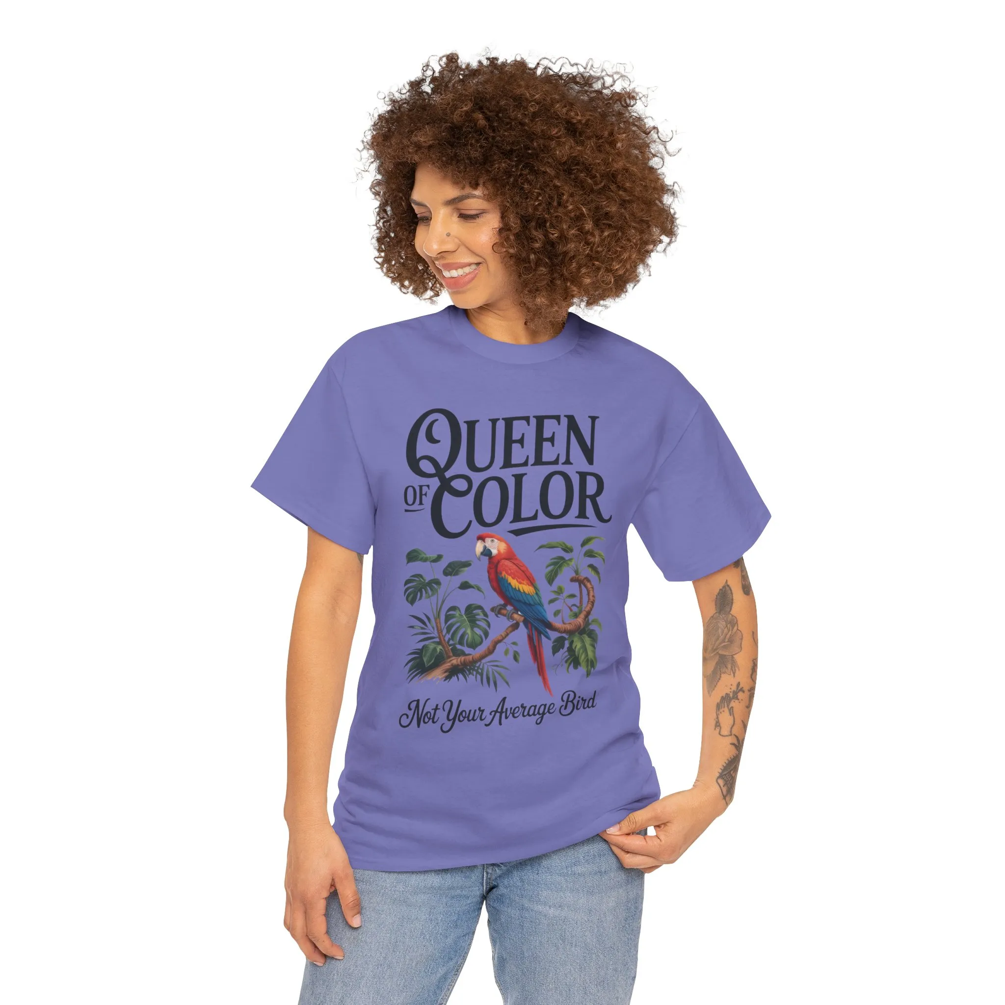 Colorful Queen Womens Tee, Fun Graphic T-Shirt, Casual Wear, Gift for Bird Lovers, Trendy Summer Apparel - Image 20