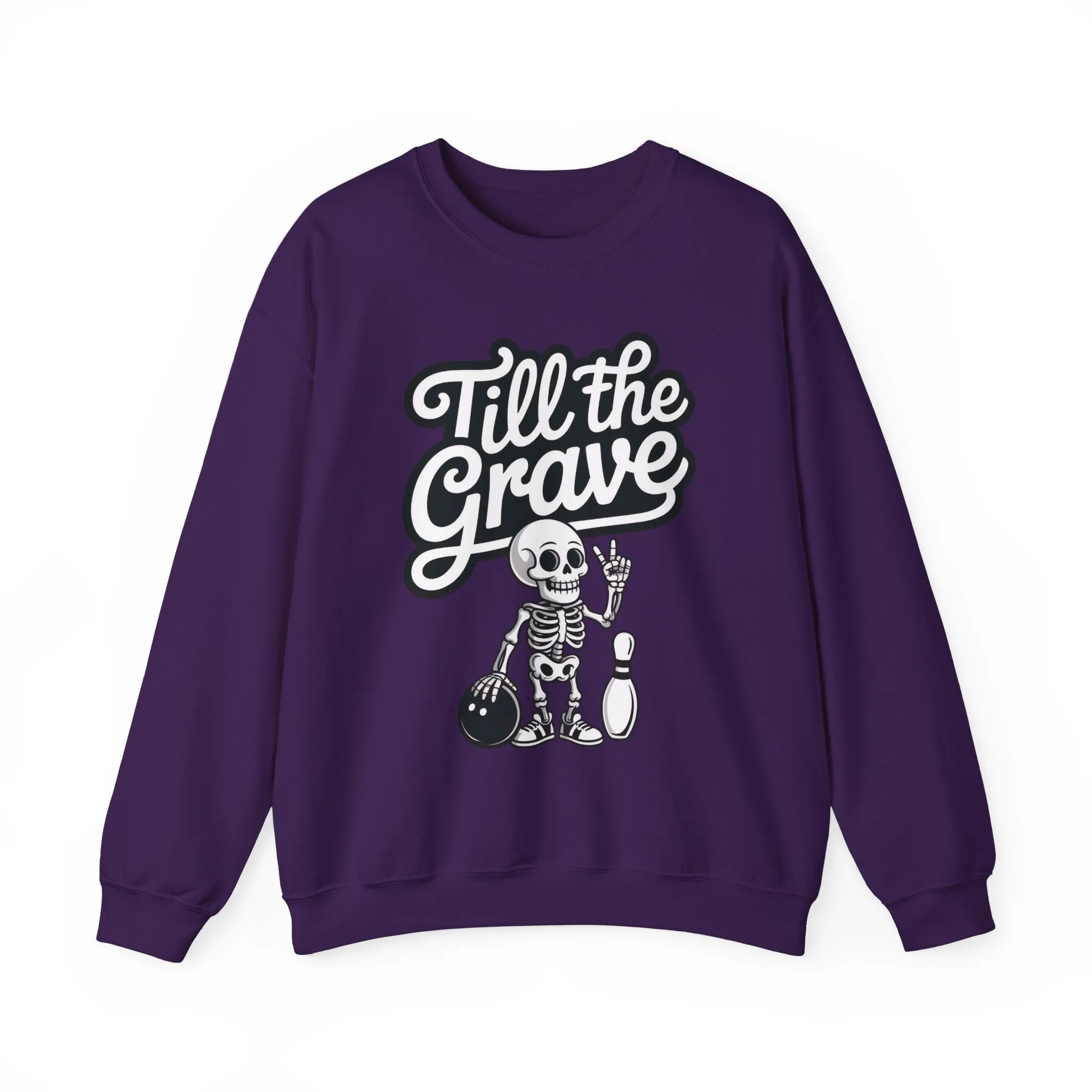Funny Skeleton Bowling Sweatshirt, Womens Crewneck, Halloween Gift, Casual Wear, Till the Grave Sweatshirt, Bowling Lover Apparel - Image 2