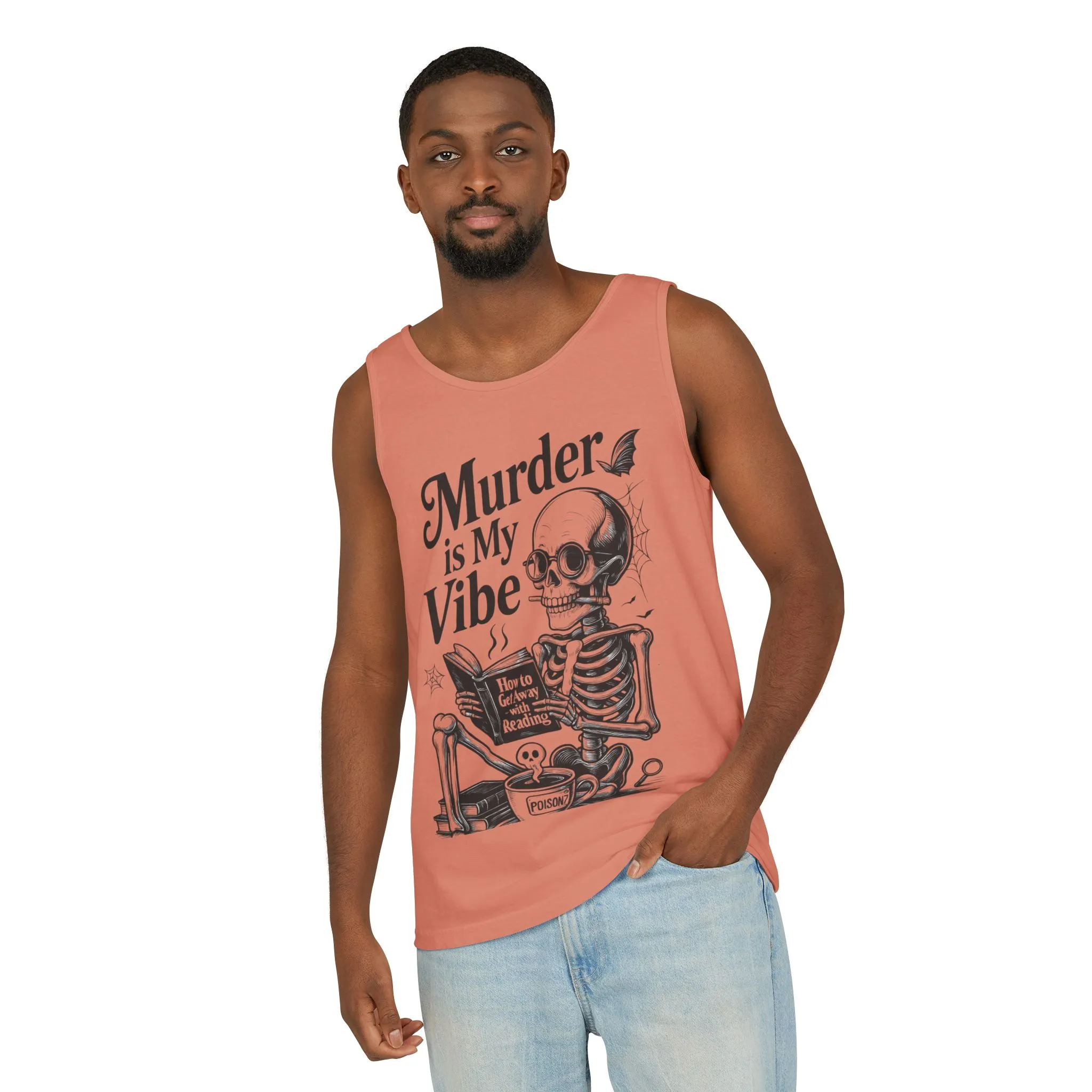 Murder Is My Vibe Tank Top, Mens Goth Tank, Halloween Clothing, Skeleton Graphic Tee, Cozy Casual Wear, Quirky Gift Idea - Image 20