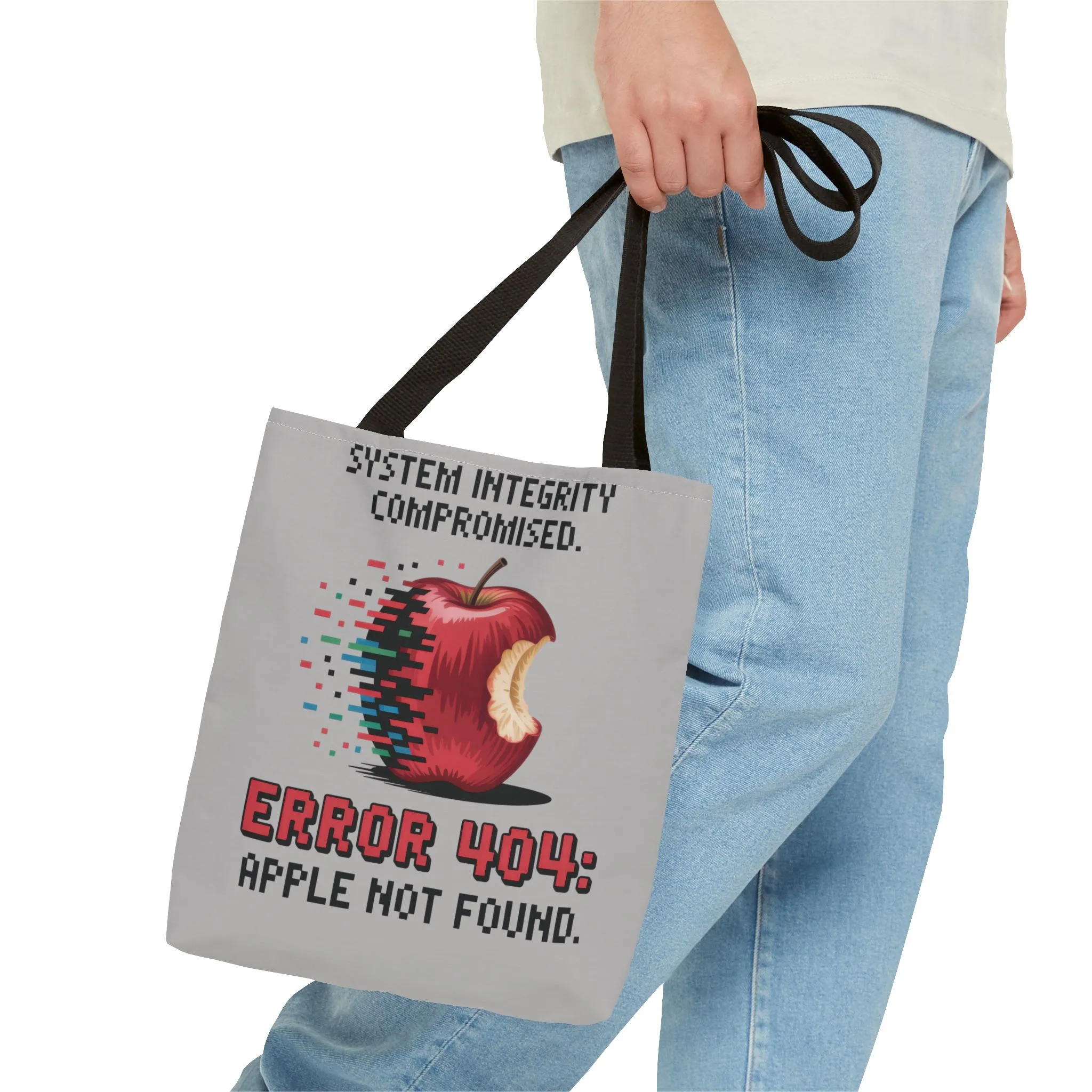Error 404 Apple Tote Bag, Geek Tote, Funny Shopping Bag, Gift for Tech Lovers, Apple Lovers Tote, Digital Design Bag, Large Tote Bag, Weekender Bag, Beach Bag - Image 3
