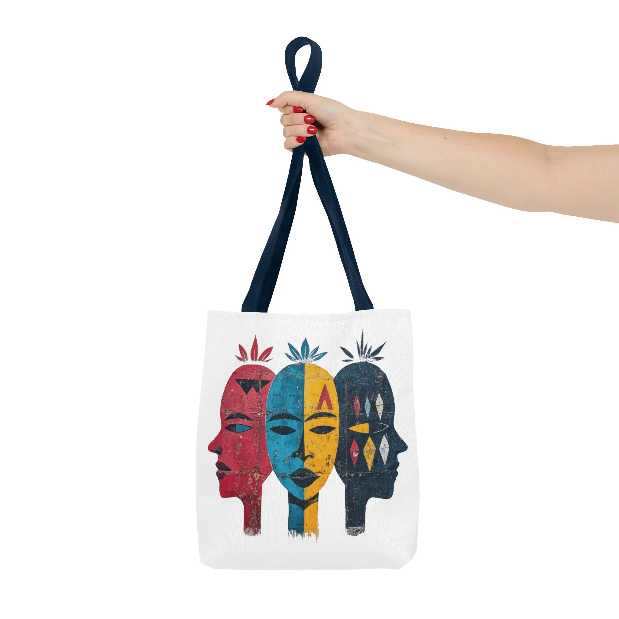 Artistic Tote Bag with Abstract Faces - Bohemian Style, Eco-Friendly Shopping Bag, Gift for Art Lovers, Unique Beach Bag, Festival Accessory - Image 9