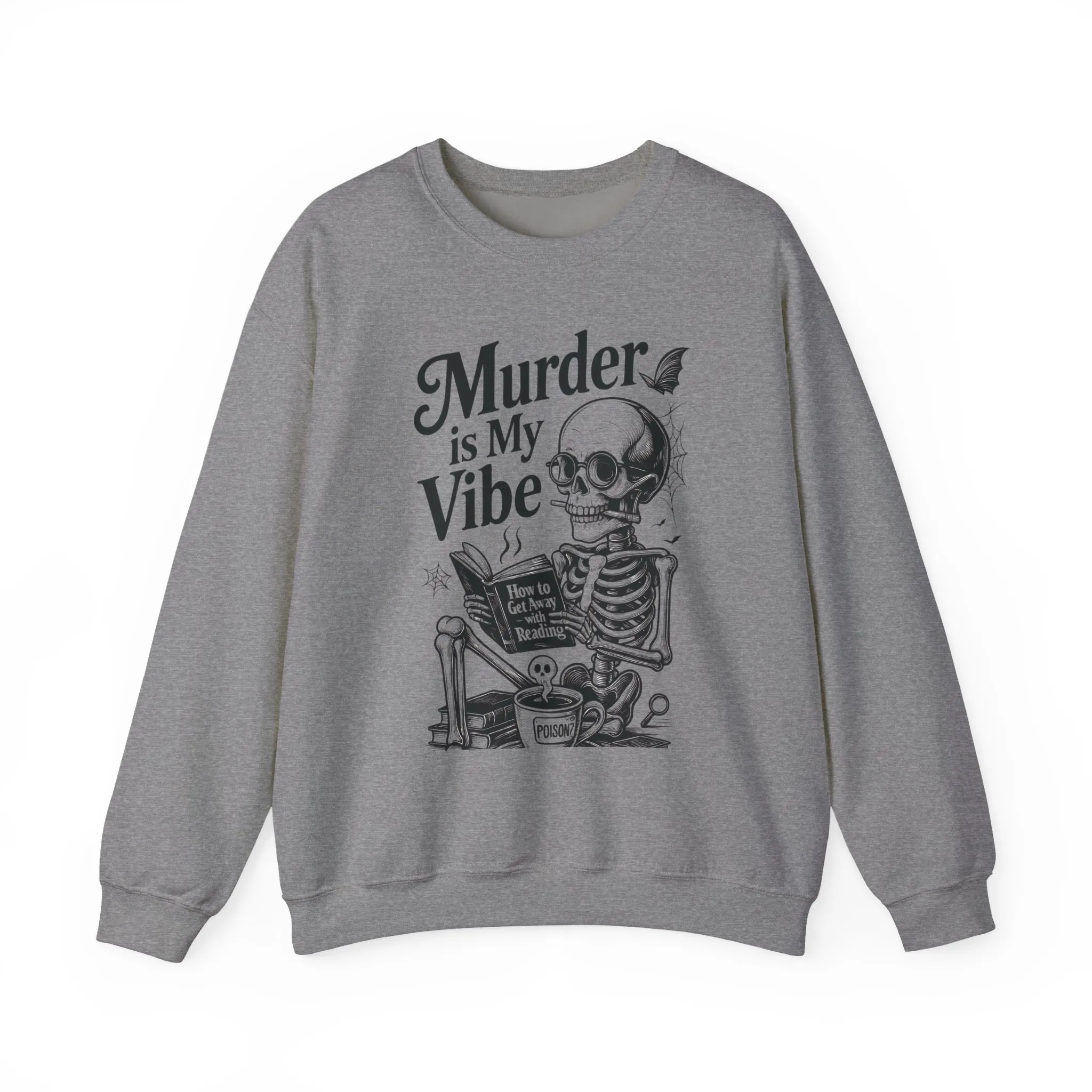 Murder is My Vibe Crewneck Sweatshirt, Cozy Gift for Halloween, Unique Sweatshirt, Skull Graphic, Fall Fashion, Unisex Pullover - Image 13