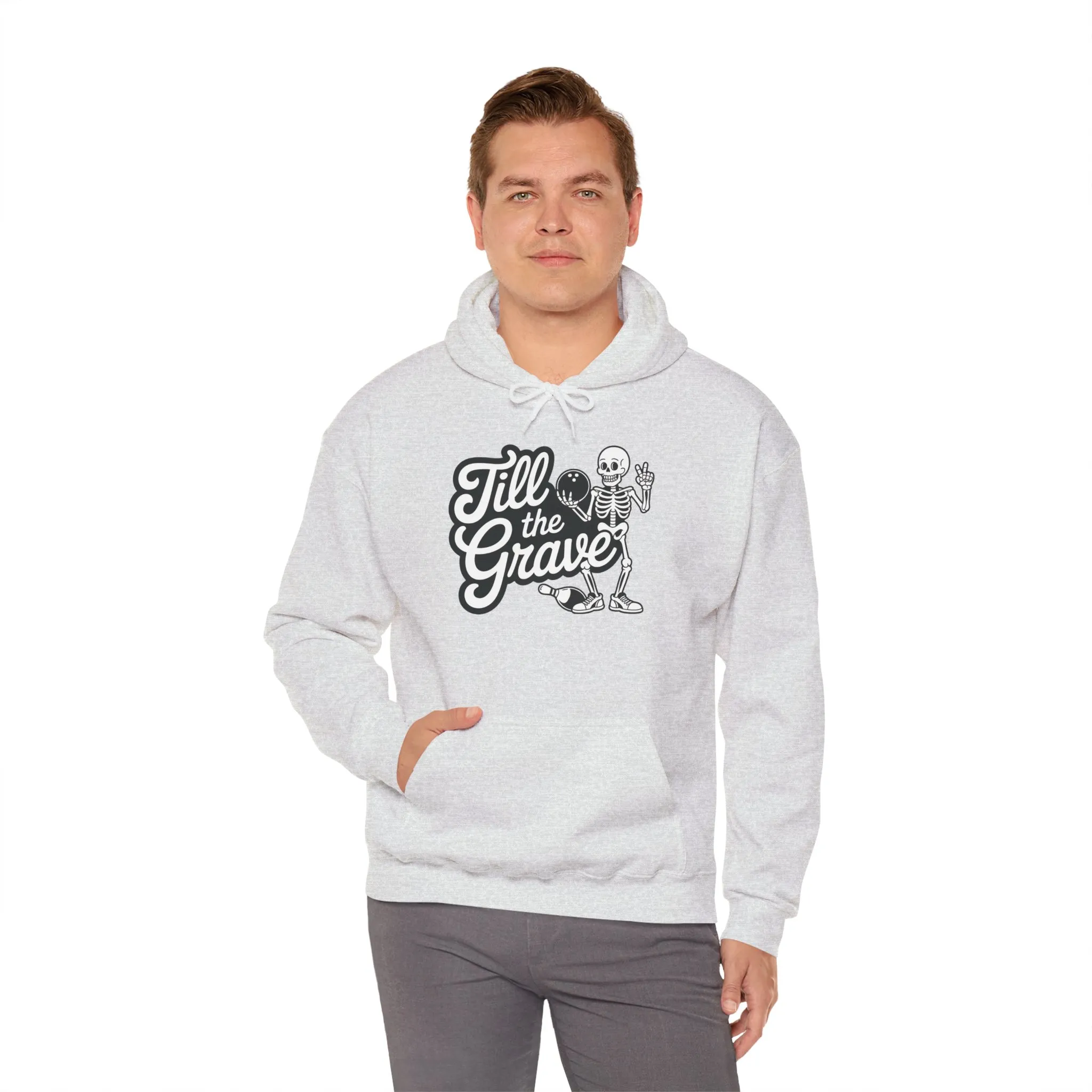 Funny Skeleton Bowling Mens Hoodie, Halloween Apparel, Funny Skeleton Bowling Shirt, Casual Mens Crewneck, Cool Bowler Skull Hoodie - Image 8