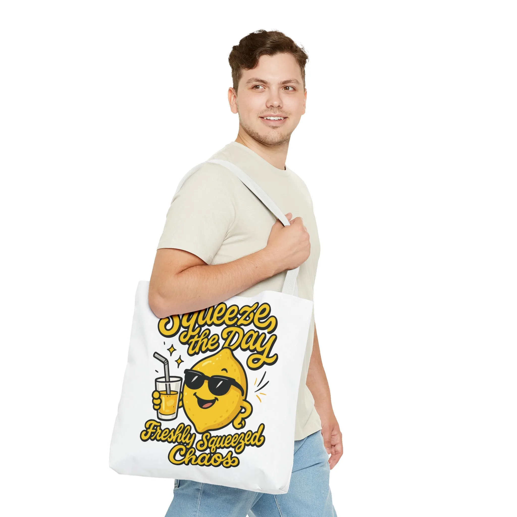 Lemon Themed Tote Bag, Squeeze the Day, Shopping Bag, Gift for Citrus Lovers, Eco-Friendly Carrier, Summer Accessory - Image 3
