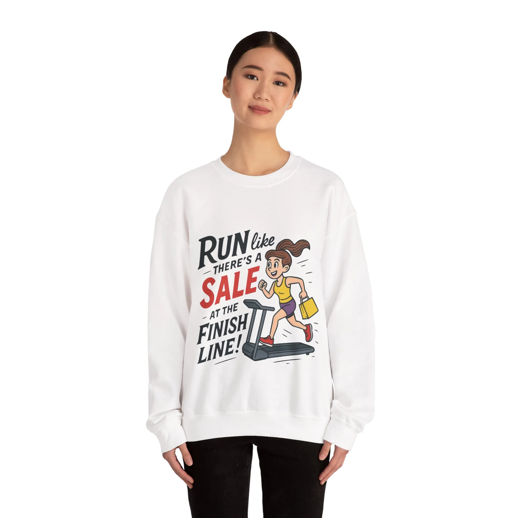 Run Like Theres a SALE at the Finish Line! Womens Sweatshirt, Funny Shopping Pullover, Treadmill Runner Gift for Her, Sale Humor Tee - Image 5