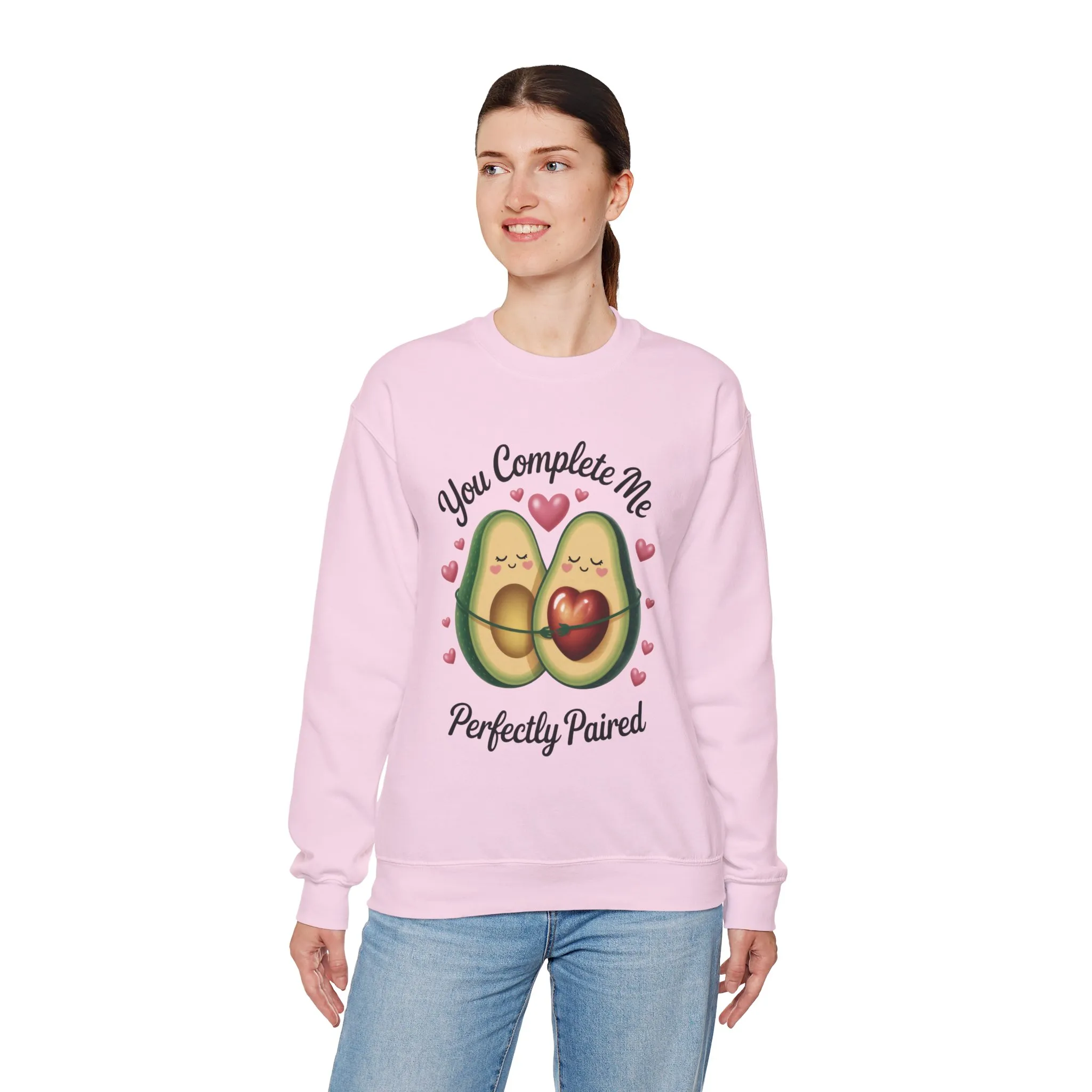 Cute Avocado Love Crewneck Sweatshirt, Sweatshirt for Couples, Perfect Gift for Valentines Day, Cozy Apparel, Avocado Lover Gift - Image 3
