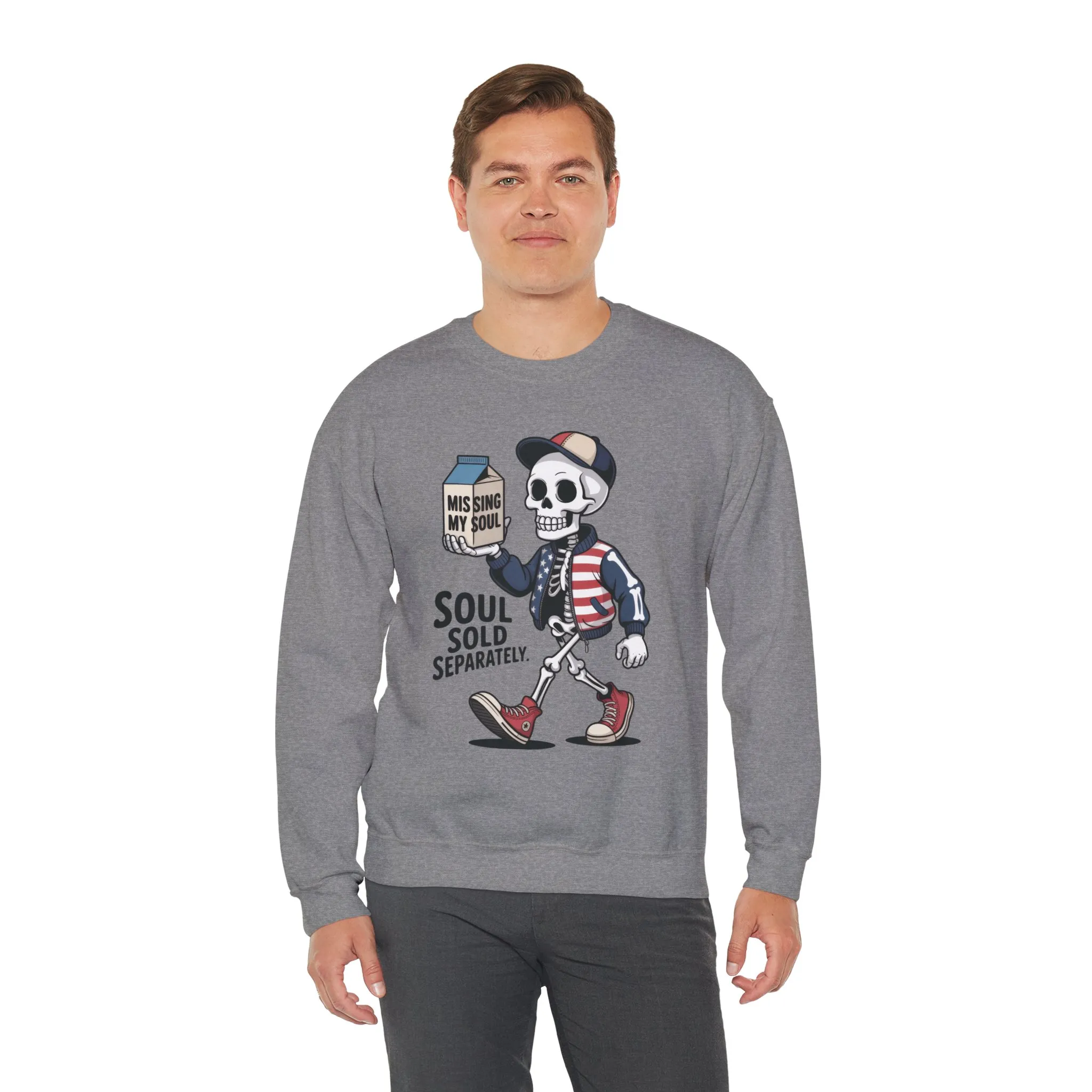 Skeleton Graphic Sweatshirt, Soul Sold Separately Pullover, Funny Gothic Streetwear, Missing My Soul Skull Hoodie Alternative - Image 15