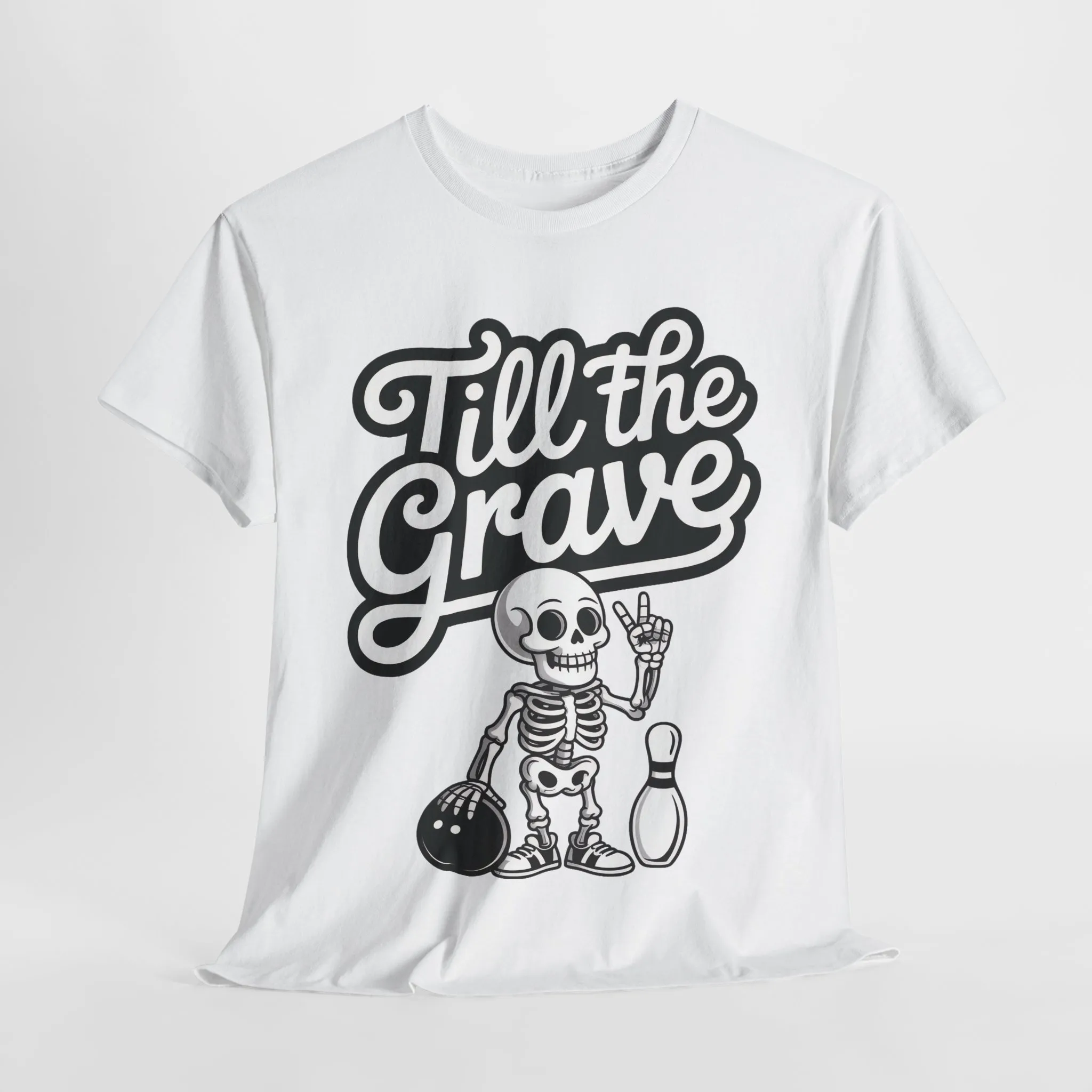 Funny Skeleton Bowling Womens Tee, Till the Grave, Funny Shirt, Halloween Gift, Skull Graphic, Casual Wear, Sporty Style - Image 2