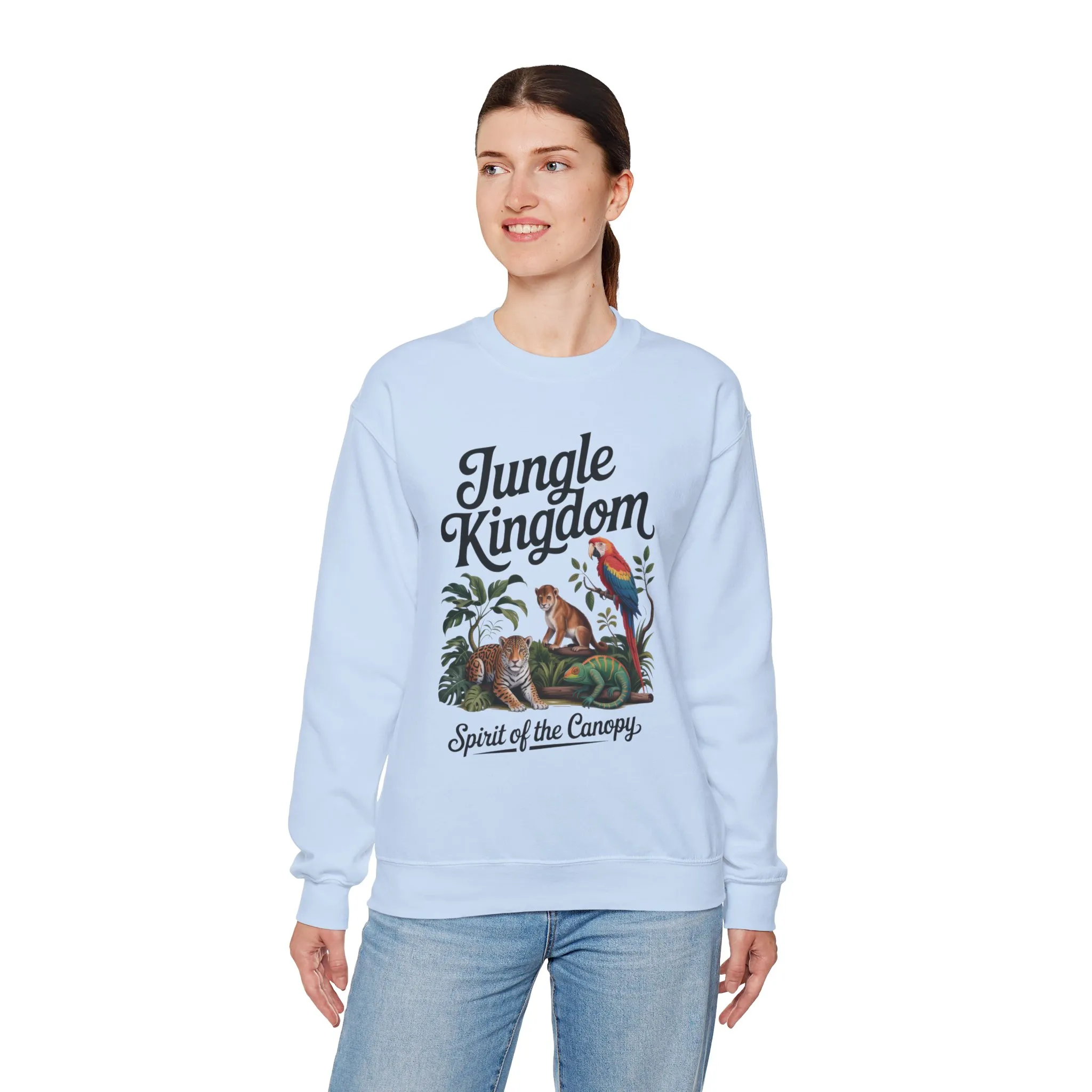 Jungle Kingdom Womens Sweatshirt, Cozy Jungle Crewneck, Nature Lover Gift, Wildlife Artwork, Eco-Conscious Apparel, Animal Enthusiast Clothing - Image 18