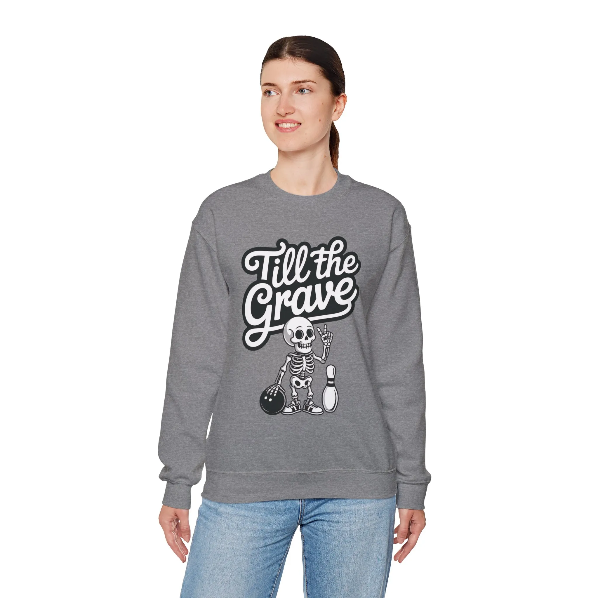 Funny Skeleton Bowling Sweatshirt, Womens Crewneck, Halloween Gift, Casual Wear, Till the Grave Sweatshirt, Bowling Lover Apparel - Image 9