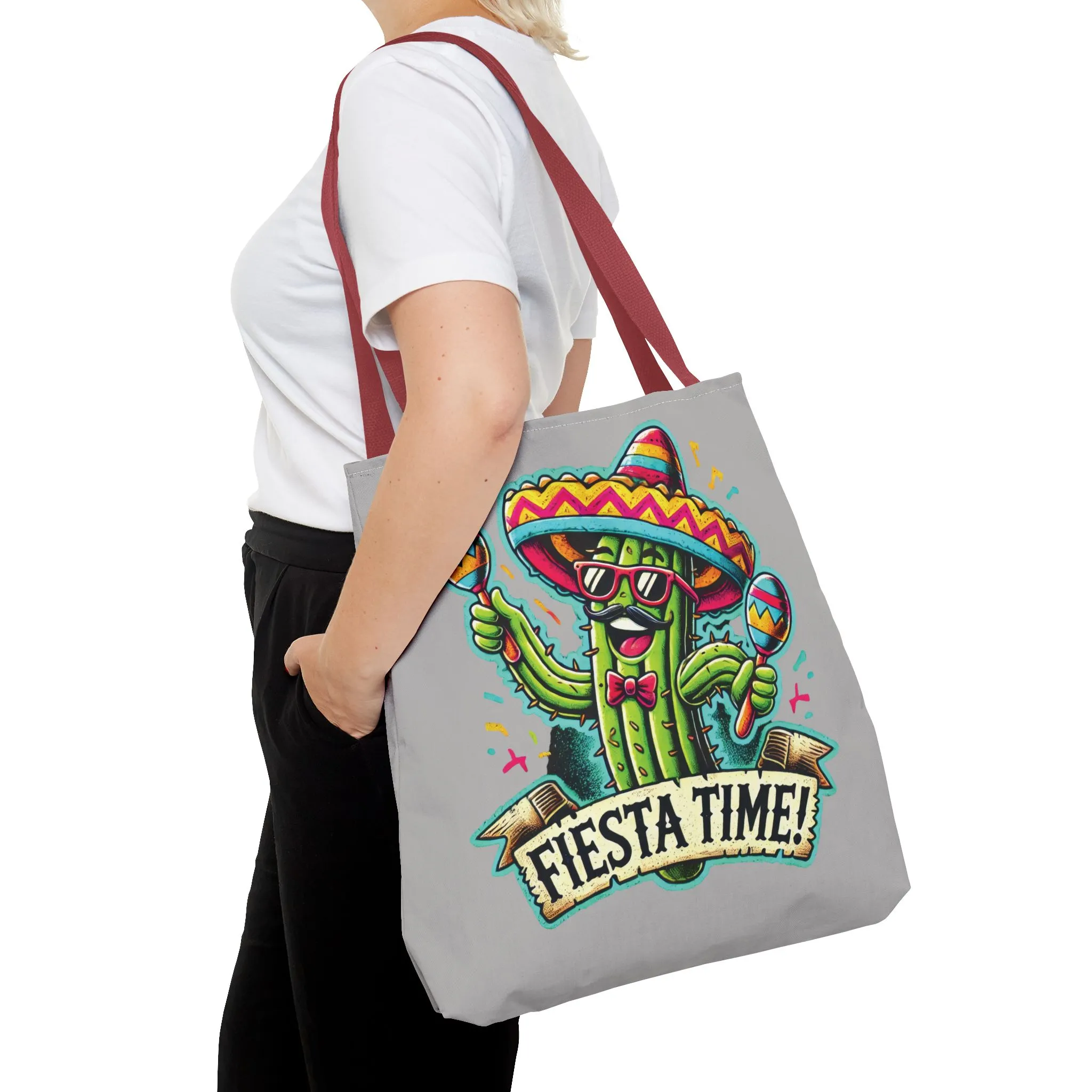 Fiesta Time Cactus Tote Bag, Funny Mexican Party Gift, Sombrero Maracas Print, Cinco de Mayo Bag, Summer Festival Tote, Beach Bag, Shopping - Image 29