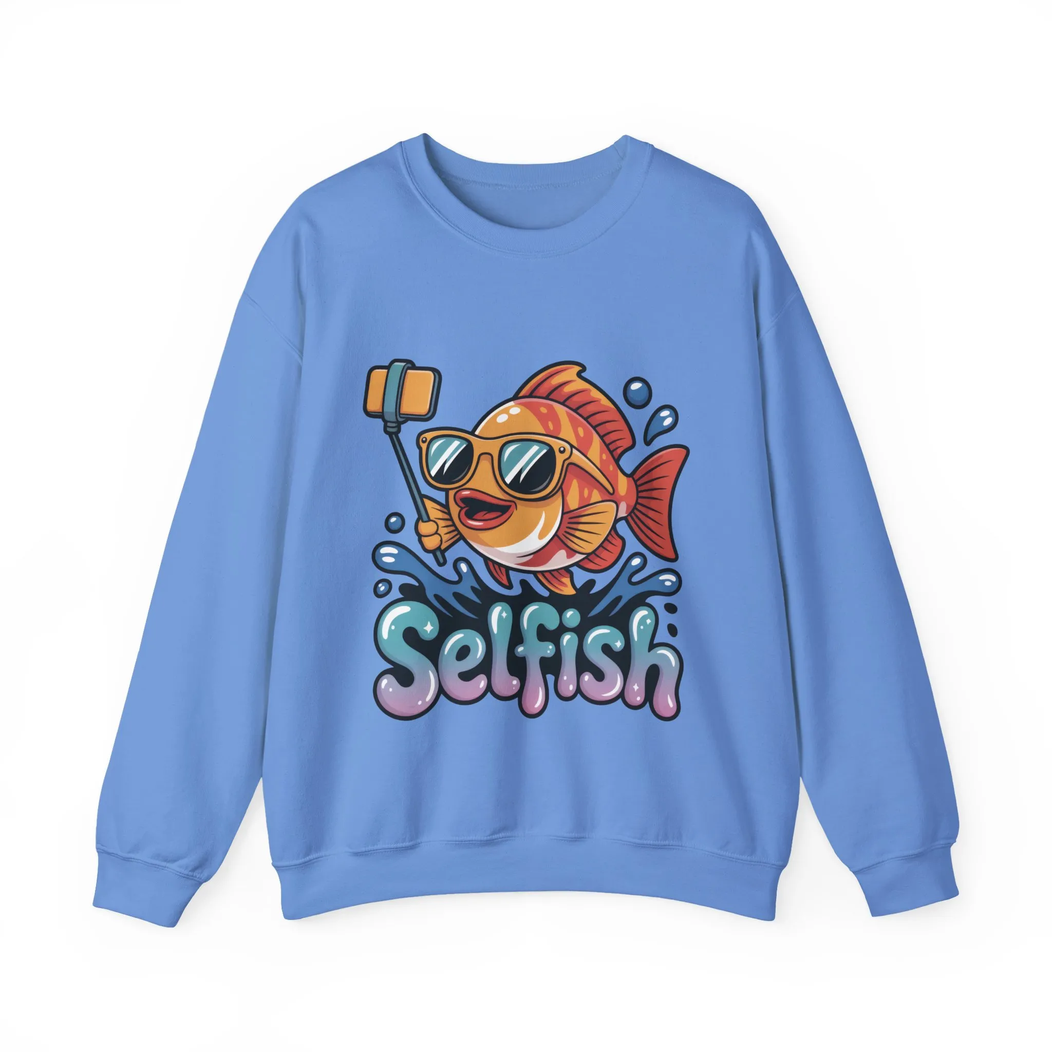 Selfish Womens Sweatshirt, Funny Selfie Pullover, Cute Ocean Pun Sweater, Playful Sea Life Gift, Fun Gift for Fish Lovers, Fishing Apparel - Image 2