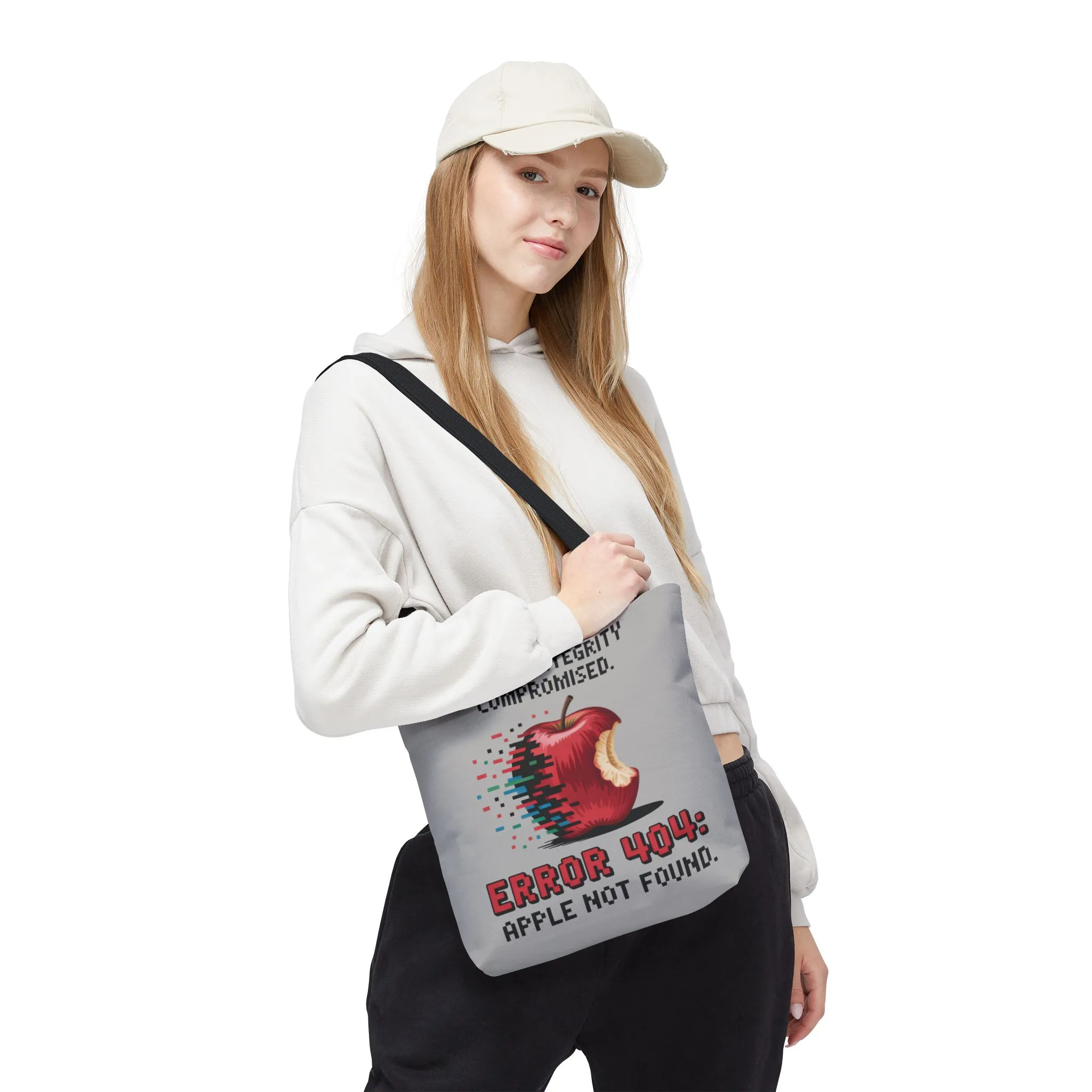 Error 404 Apple Tote Bag, Geek Tote, Funny Shopping Bag, Gift for Tech Lovers, Apple Lovers Tote, Digital Design Bag, Large Tote Bag, Weekender Bag, Beach Bag - Image 5