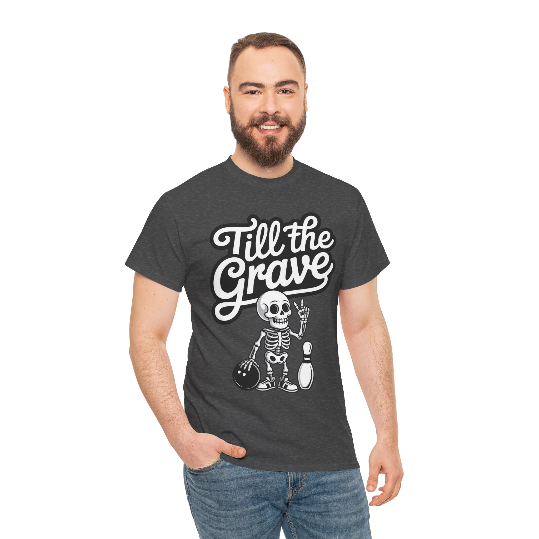 Skeleton Bowling Graphic Tee, Mens Heavy Cotton Tee, Funny Halloween Shirt, Gift for Bowlers, Retro Style Apparel, Casual Wear - Image 14