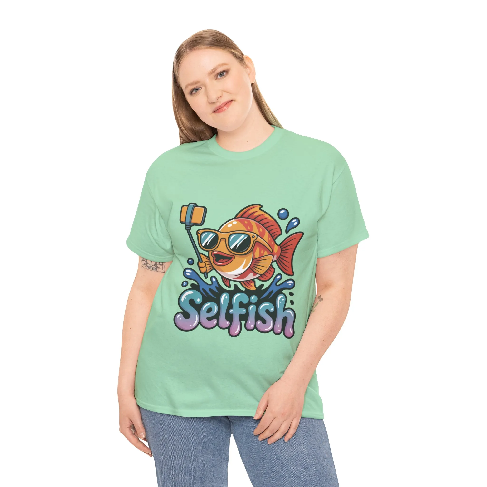 Funny Selfie Fish Graphic Womens T-Shirt, Playful Pun Gift for Her, Summer Vibes, Unique Beach Shirt, Outdoor Adventures - Image 15