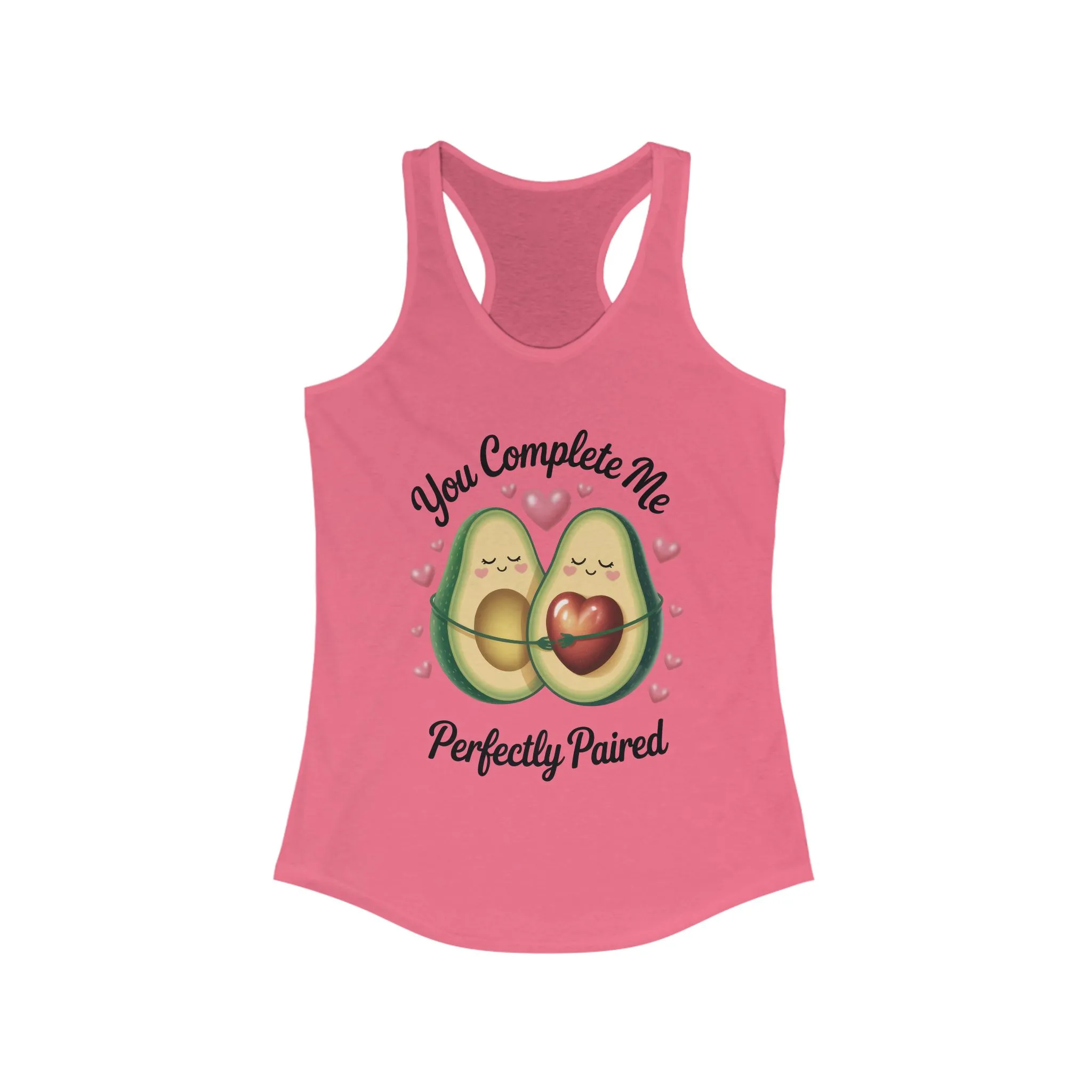 Cute Avocado Love Racerback Tank, Funny Summer Shirt, Perfect Gift for Her, Valentines Day Outfit, Trendy Casual Top, Fun and Flirty