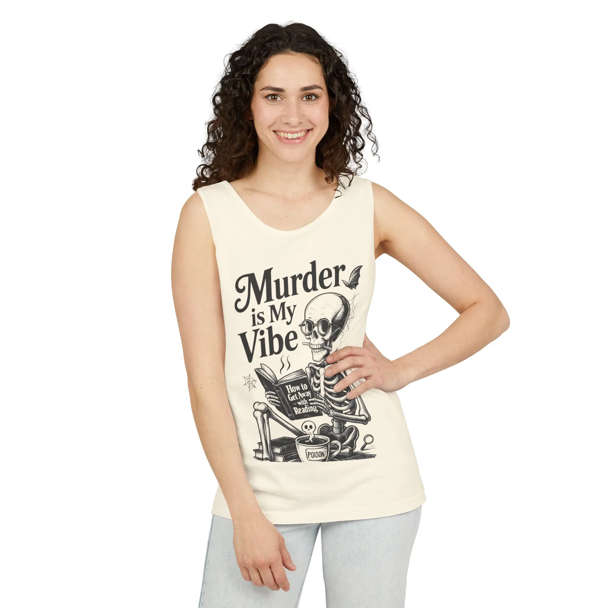 Murder Is My Vibe Tank Top, Womens Goth Tank, Halloween Clothing, Skeleton Graphic Tee, Cozy Casual Wear, Quirky Gift Idea - Image 18