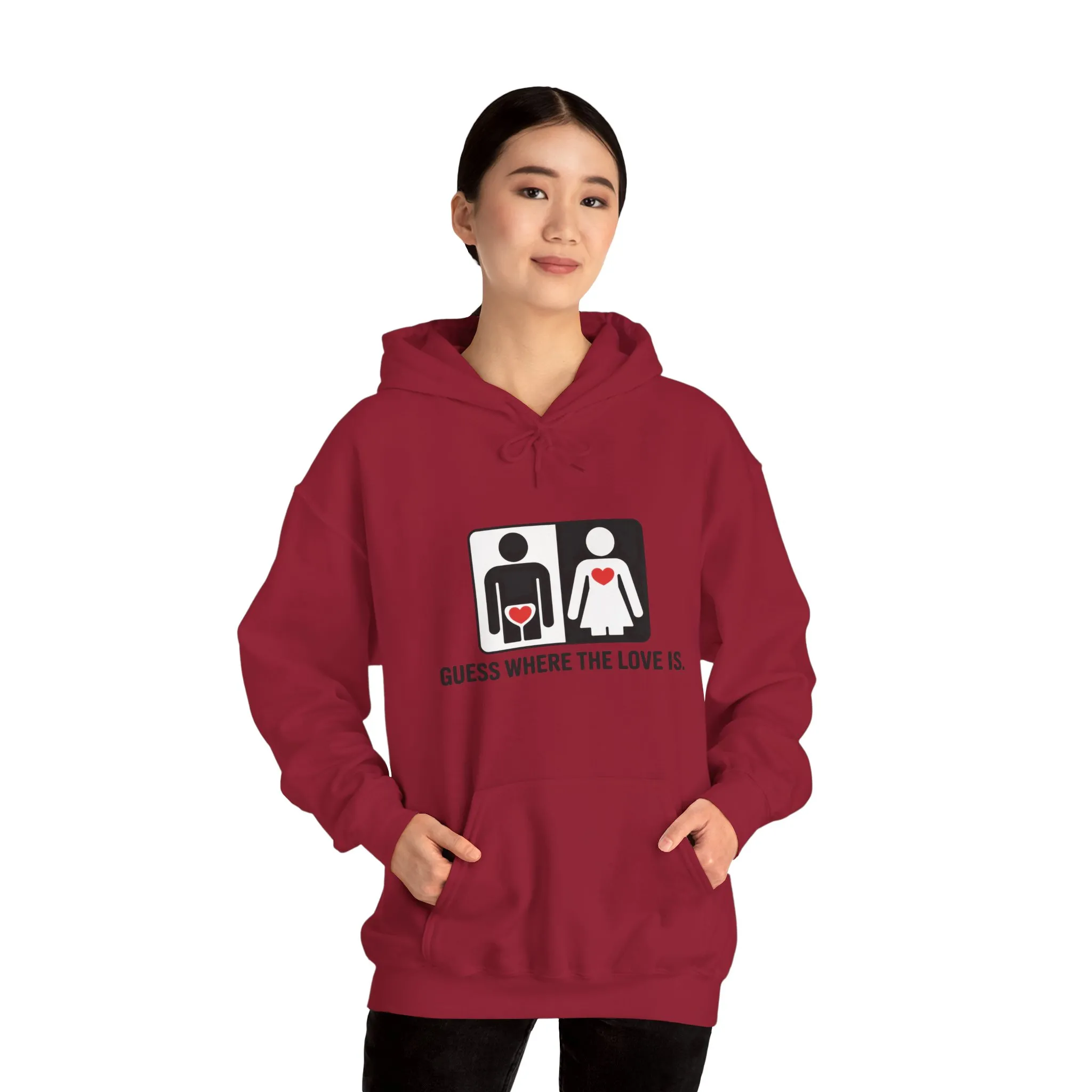 Guess Where the Love Is Hoodie, Cute Couples Hoodie, Valentines Day Gift, Matching Outfits, Witty Relationship Hoodie, Love Joke Graphic