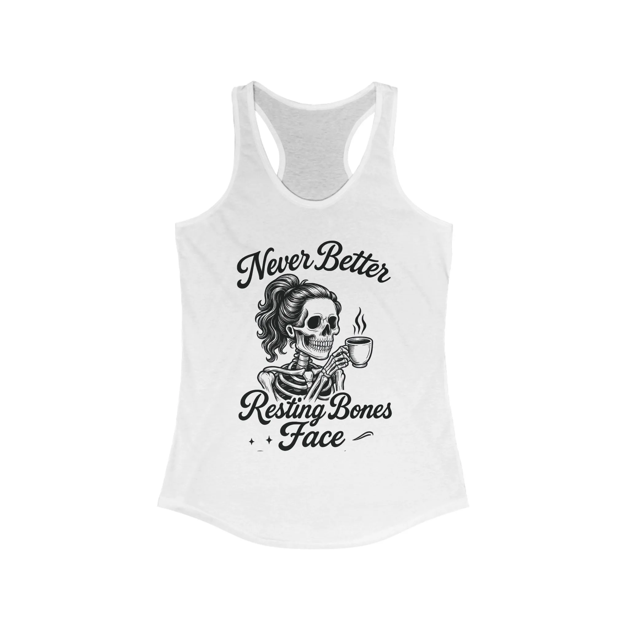 Skull Coffee Tank Top, Women's Racerback, Summer Workout Wear, Halloween Gift, Casual Graphic Tee, Self-Care Fashion - Image 3