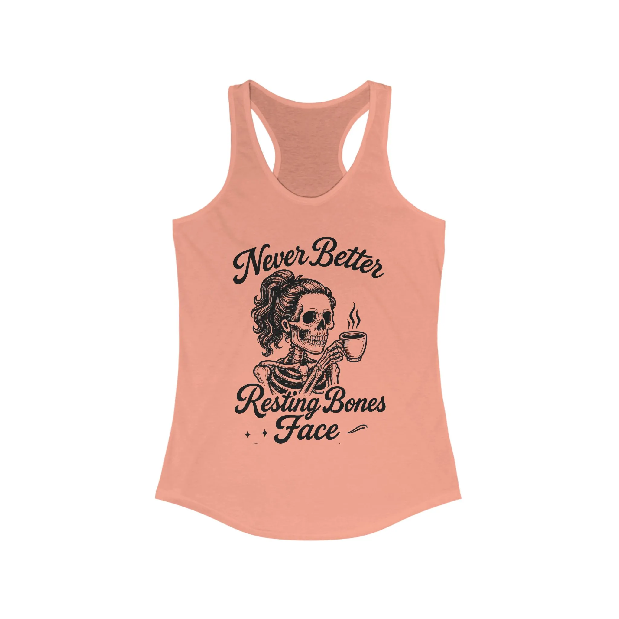 Skull Coffee Tank Top, Women's Racerback, Summer Workout Wear, Halloween Gift, Casual Graphic Tee, Self-Care Fashion - Image 5