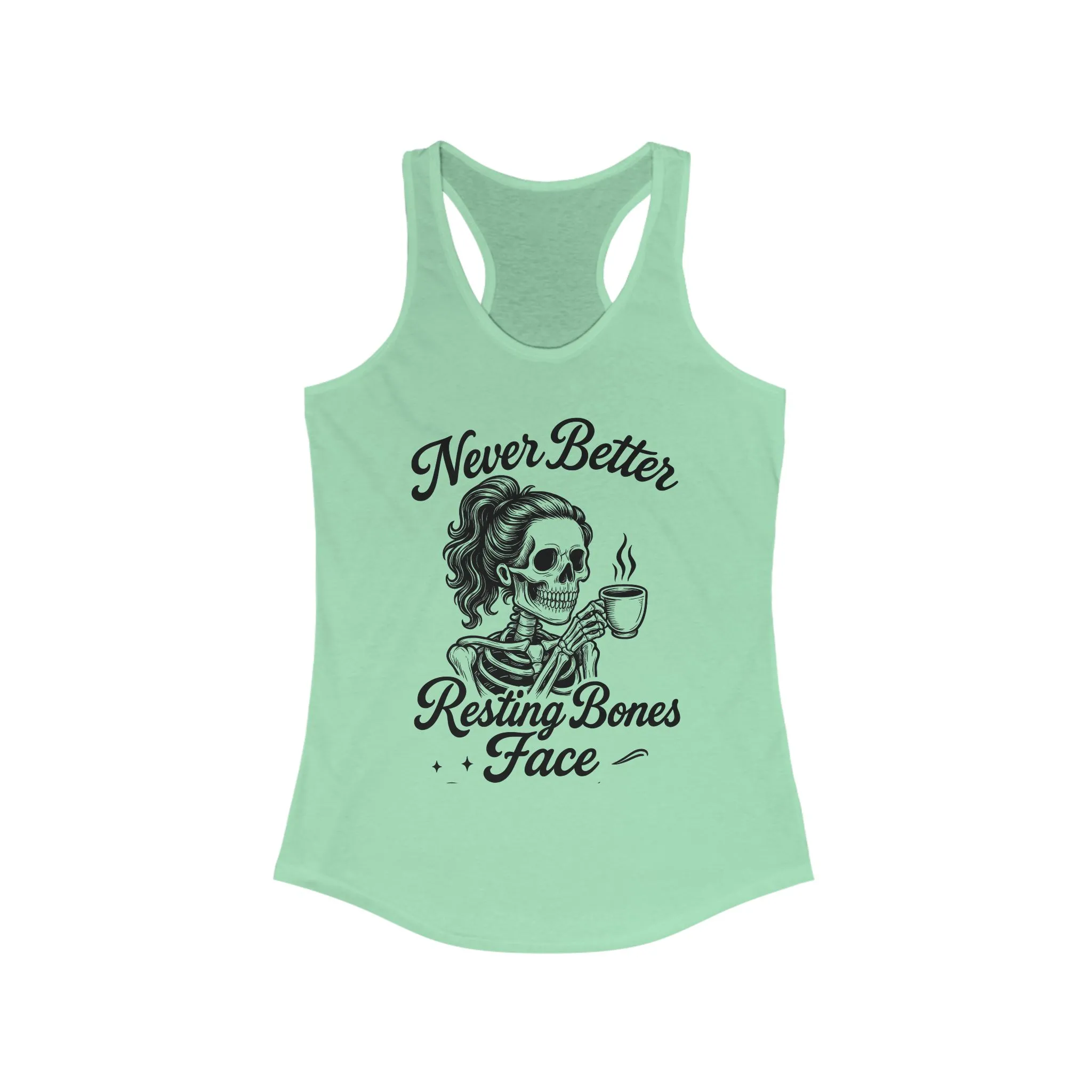 Skull Coffee Tank Top, Women's Racerback, Summer Workout Wear, Halloween Gift, Casual Graphic Tee, Self-Care Fashion - Image 9