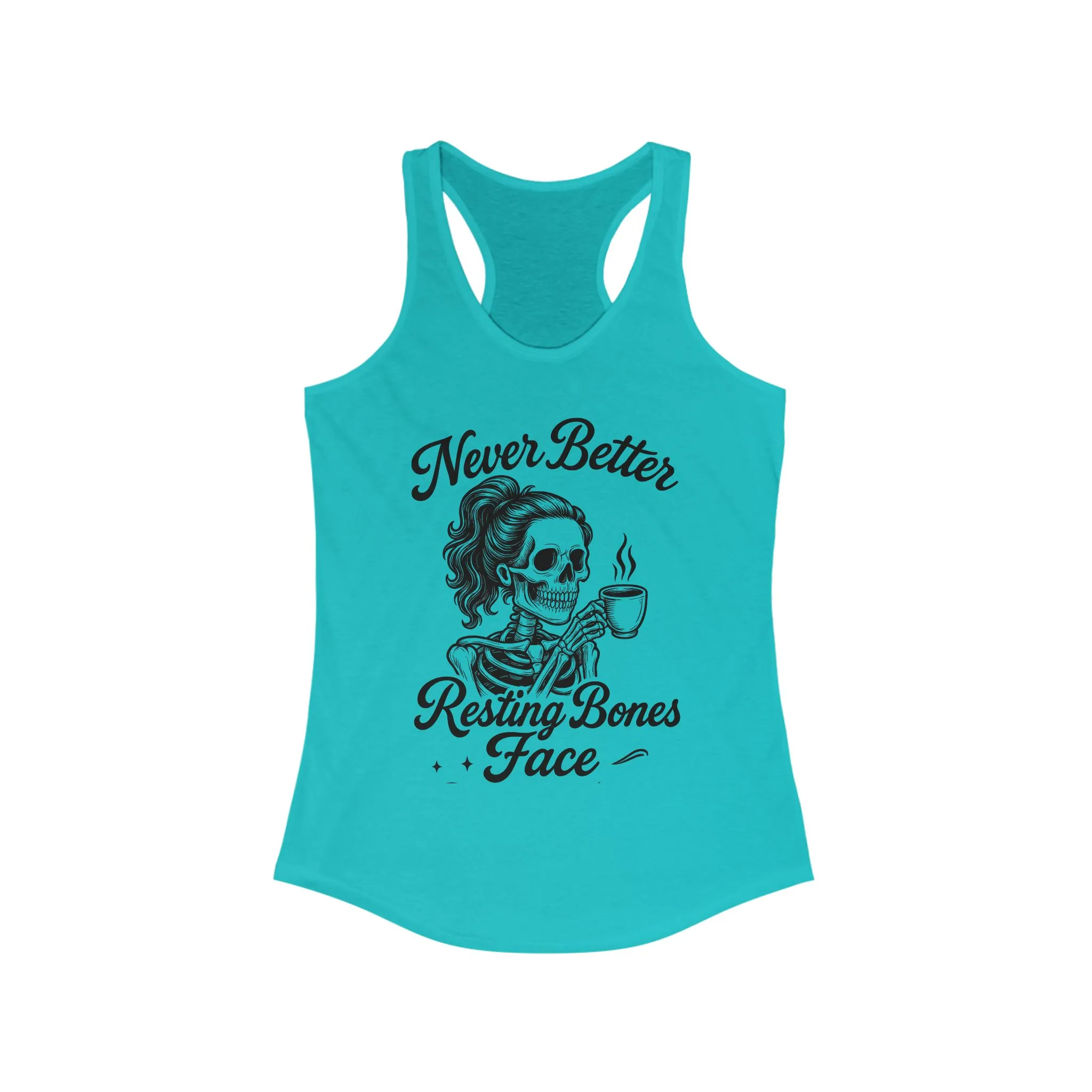 Skull Coffee Tank Top, Women's Racerback, Summer Workout Wear, Halloween Gift, Casual Graphic Tee, Self-Care Fashion - Image 11