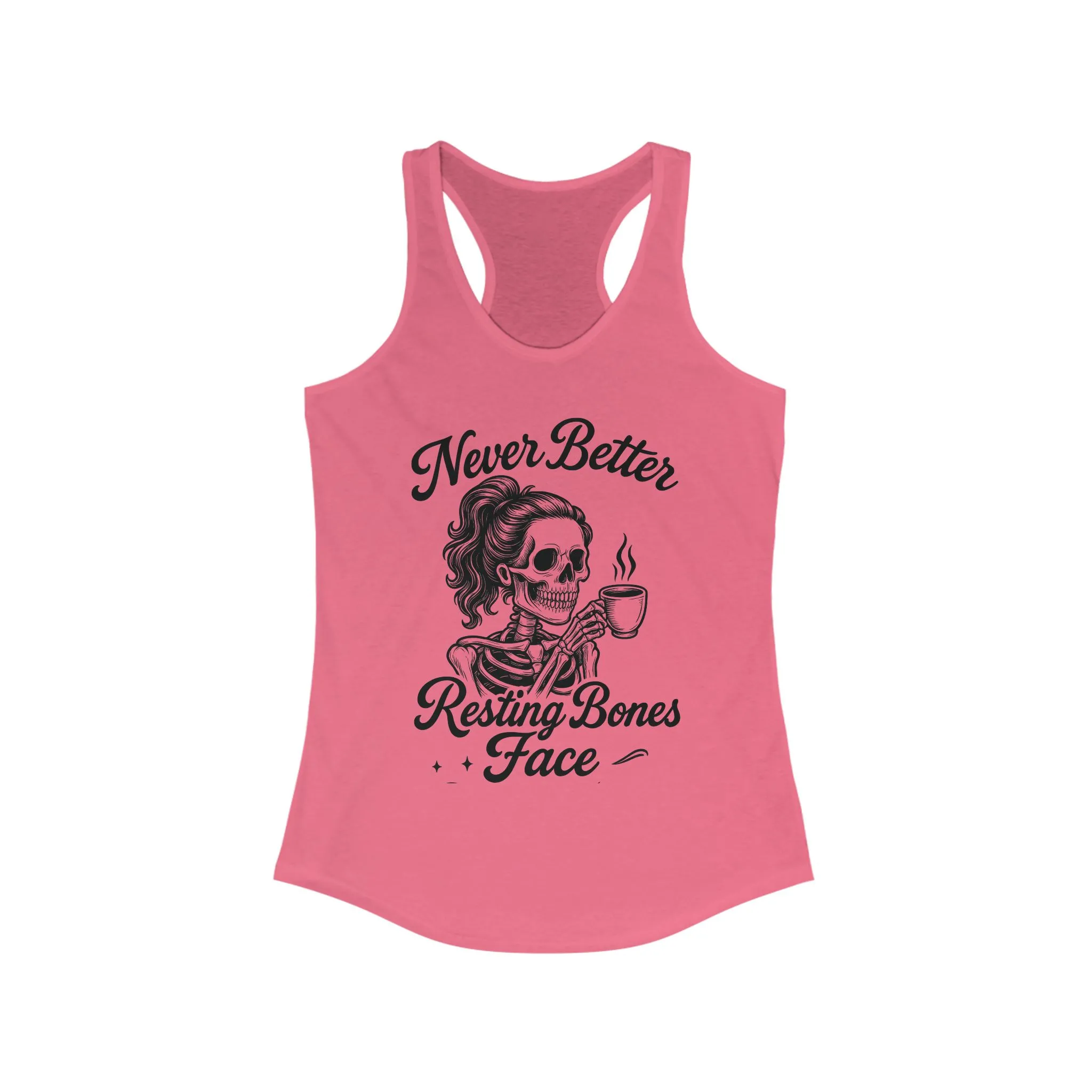 Skull Coffee Tank Top, Women's Racerback, Summer Workout Wear, Halloween Gift, Casual Graphic Tee, Self-Care Fashion