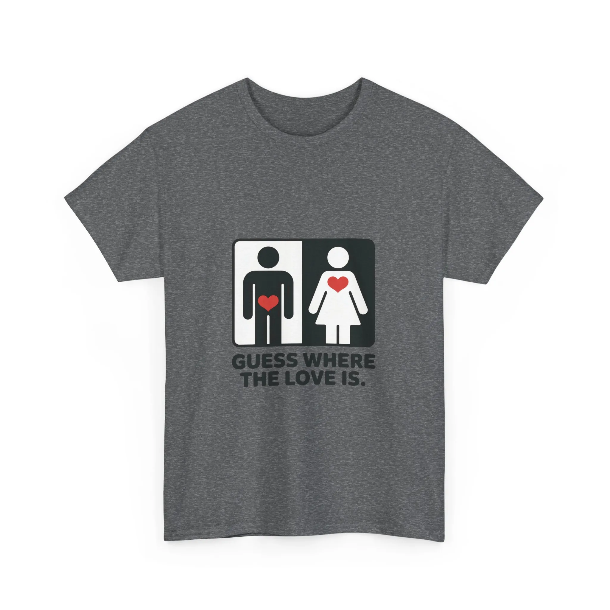 Guess Where The Love Is Mens Tee, Funny Couples Gift, Valentines Day Apparel, Relationship Humor Shirt, Graphic Tee for Him, Bold Love Joke Shirt - Image 2