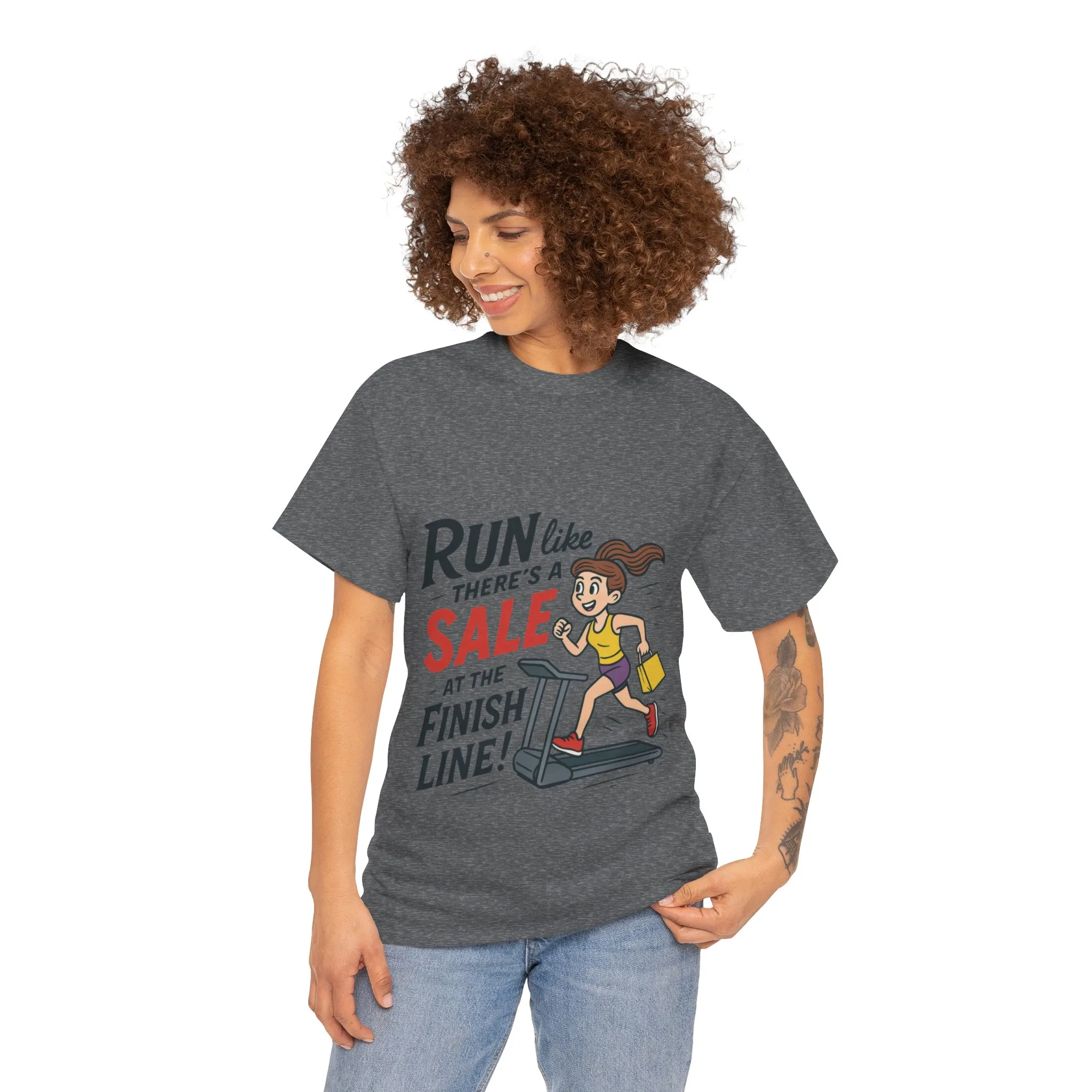 Motivational Fitness Tee, Workout Shirt, Funny Exercise Gym Top, Funny Shopping Tee, Treadmill Runner Shirt for Her, run for sale tee - Image 14