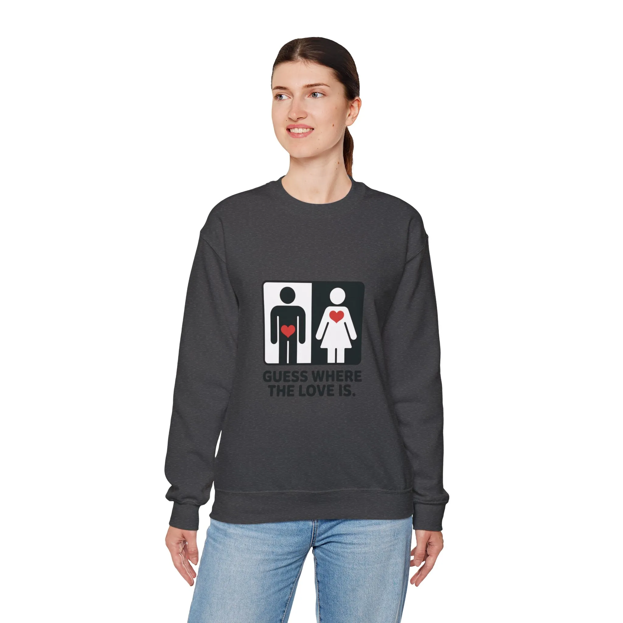 GuesWhere the Love Is Womens Sweatshirt, Couples Gift, Valentines Day Apparel, Matching Sweatshirt, Relationship Sweatshirt, Love Joke Graphic - Image 33