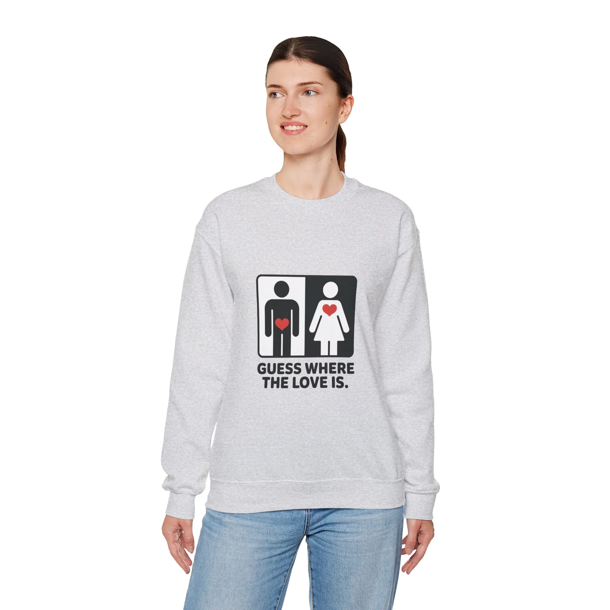 GuesWhere the Love Is Womens Sweatshirt, Couples Gift, Valentines Day Apparel, Matching Sweatshirt, Relationship Sweatshirt, Love Joke Graphic - Image 30