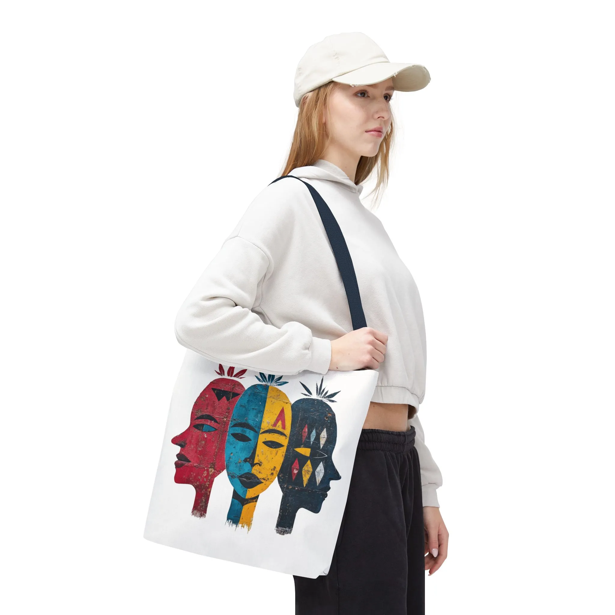 Artistic Tote Bag with Abstract Faces - Bohemian Style, Eco-Friendly Shopping Bag, Gift for Art Lovers, Unique Beach Bag, Festival Accessory - Image 15