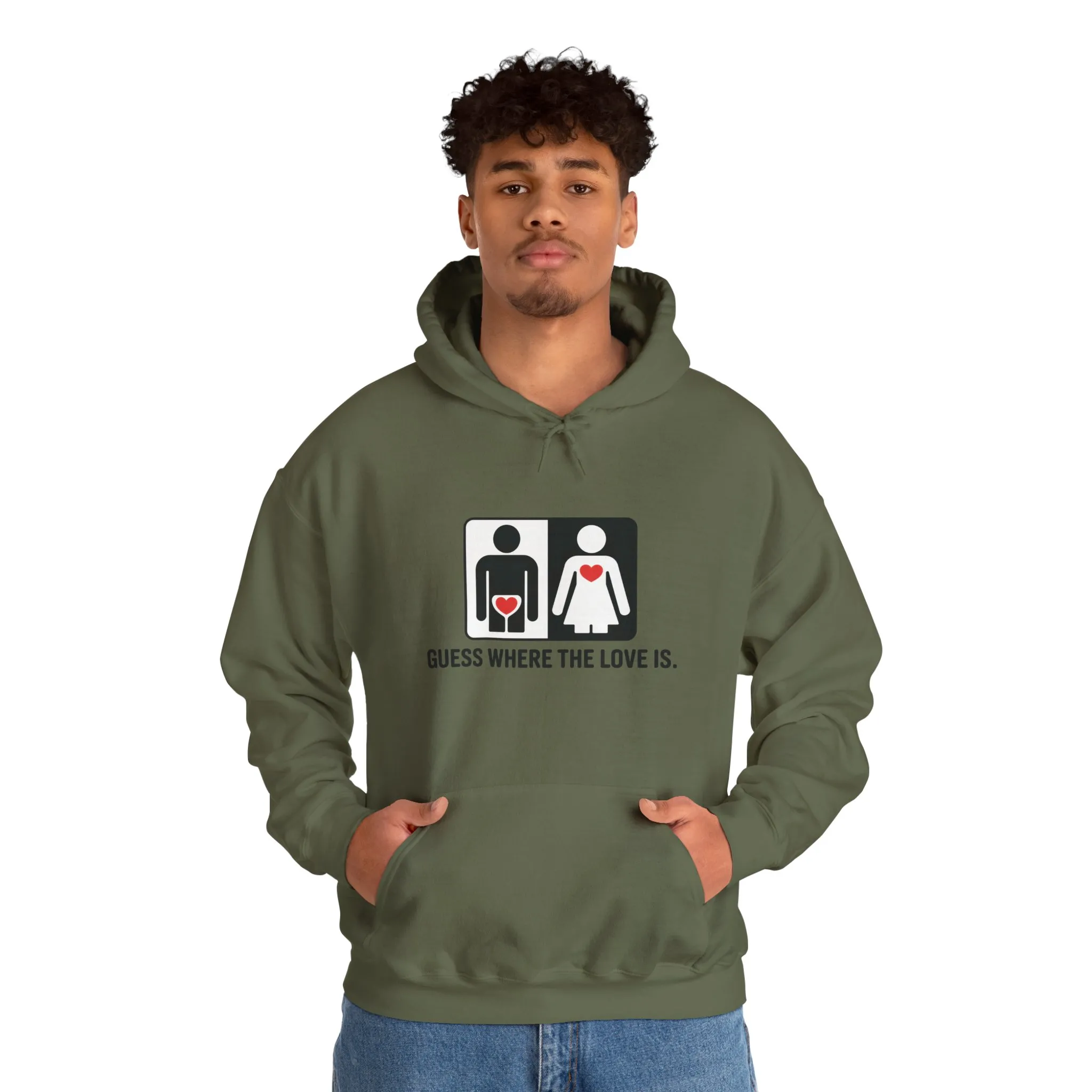 Cute Guess Where The Love Is Mens Hoodie, Sweatshirt for Couples, Valentines Day Gift, Relationship Humor Hoodie, Bold Love Joke Hoodie - Image 27
