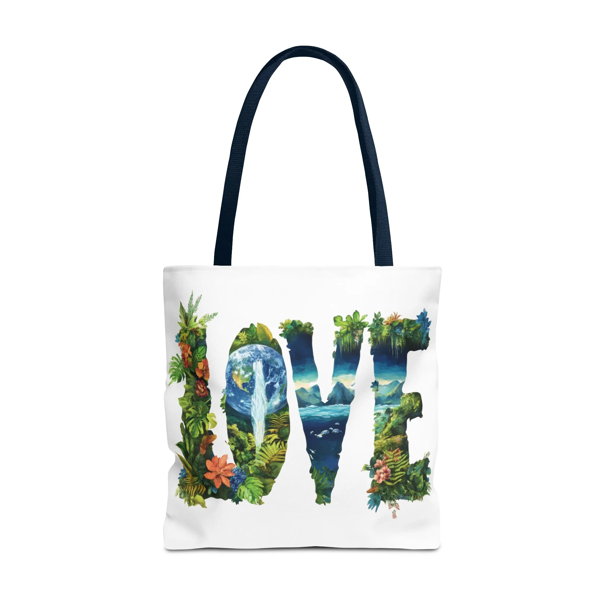 Earth Day LOVE Tote Bag, Eco Friendly Nature Art Bag, Sustainable Planet Message, Floral Tote, Shopping Bag, Beach Bag, Large Canvas Bag - Image 46